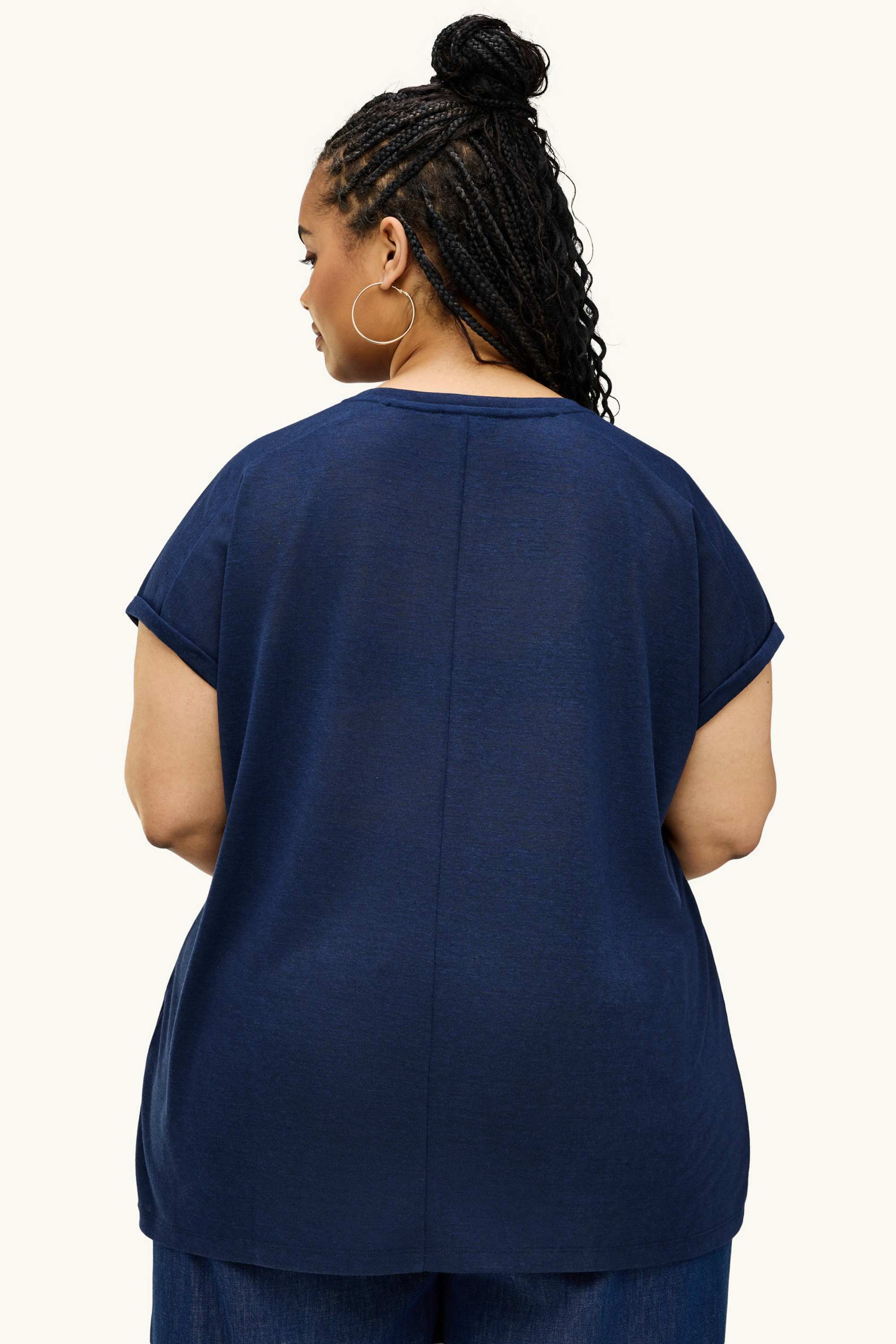 V-neck T-shirt - relaxed fit dark blue