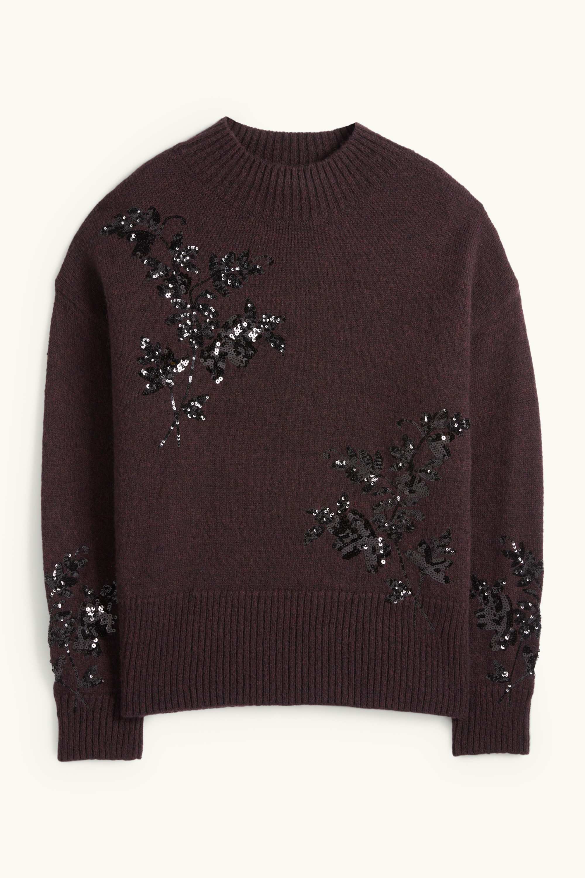 Jumper - wool blend - shiny dark brown
