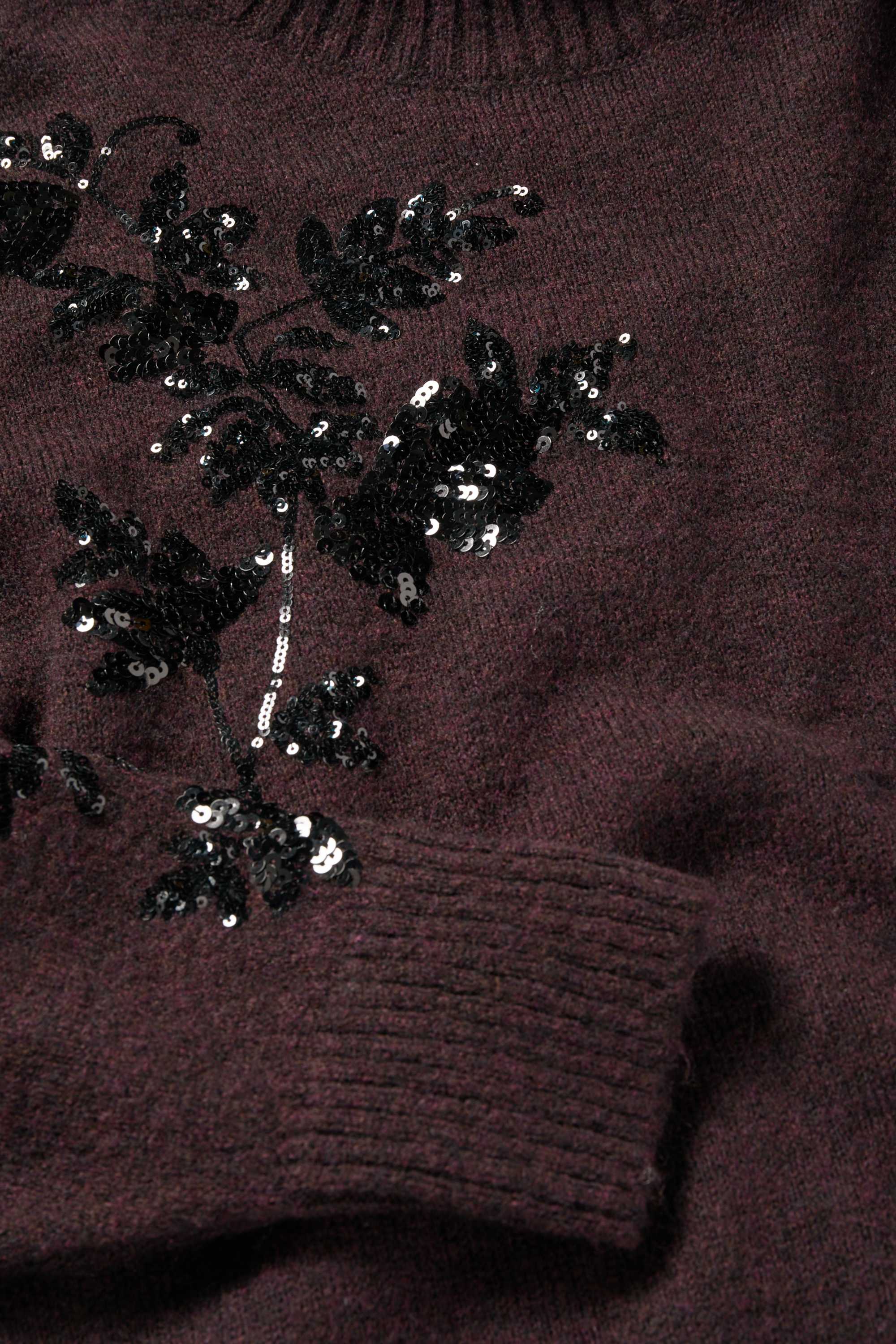 Jumper - wool blend - shiny dark brown
