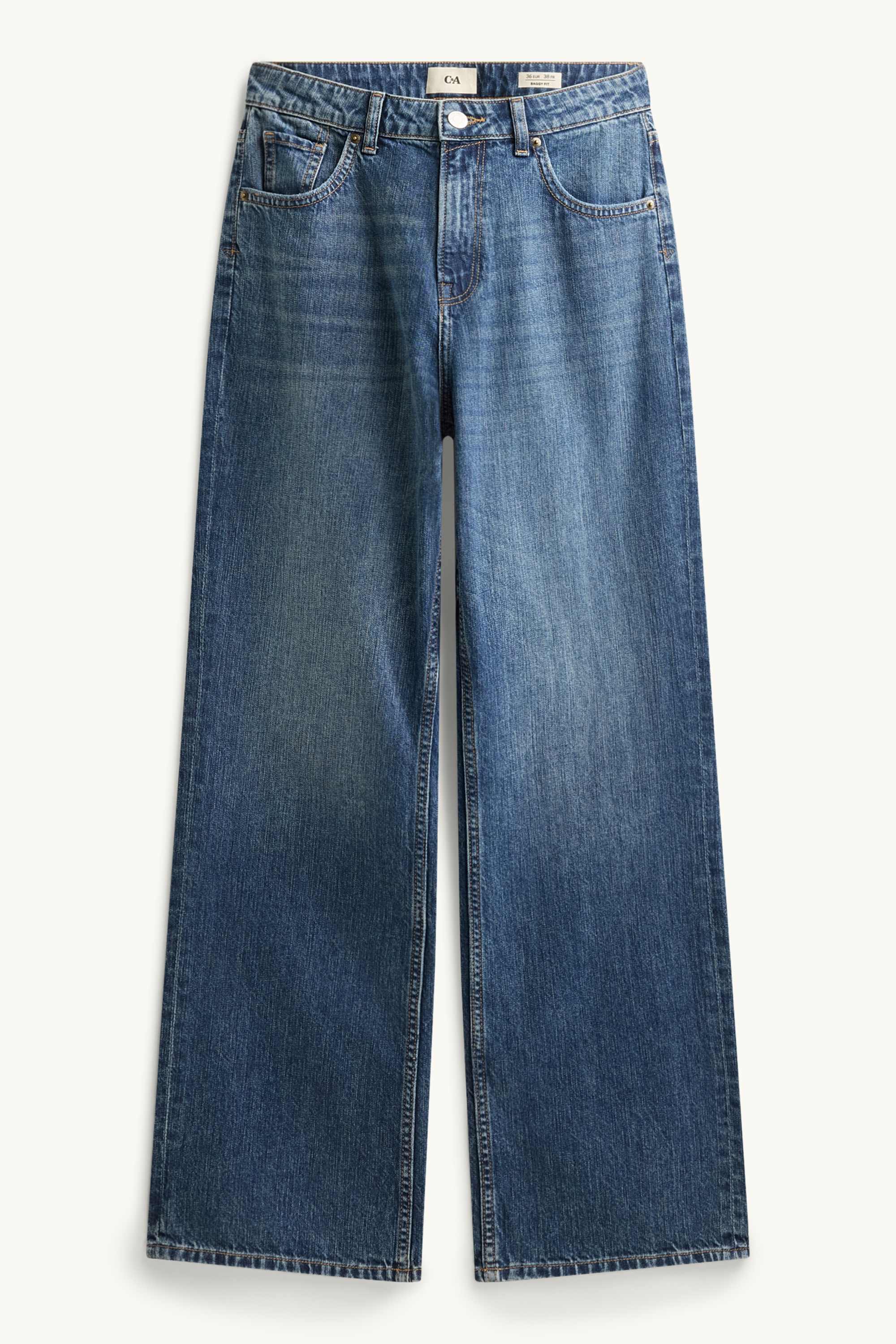 Baggy jeans - mid-rise waist blue denim