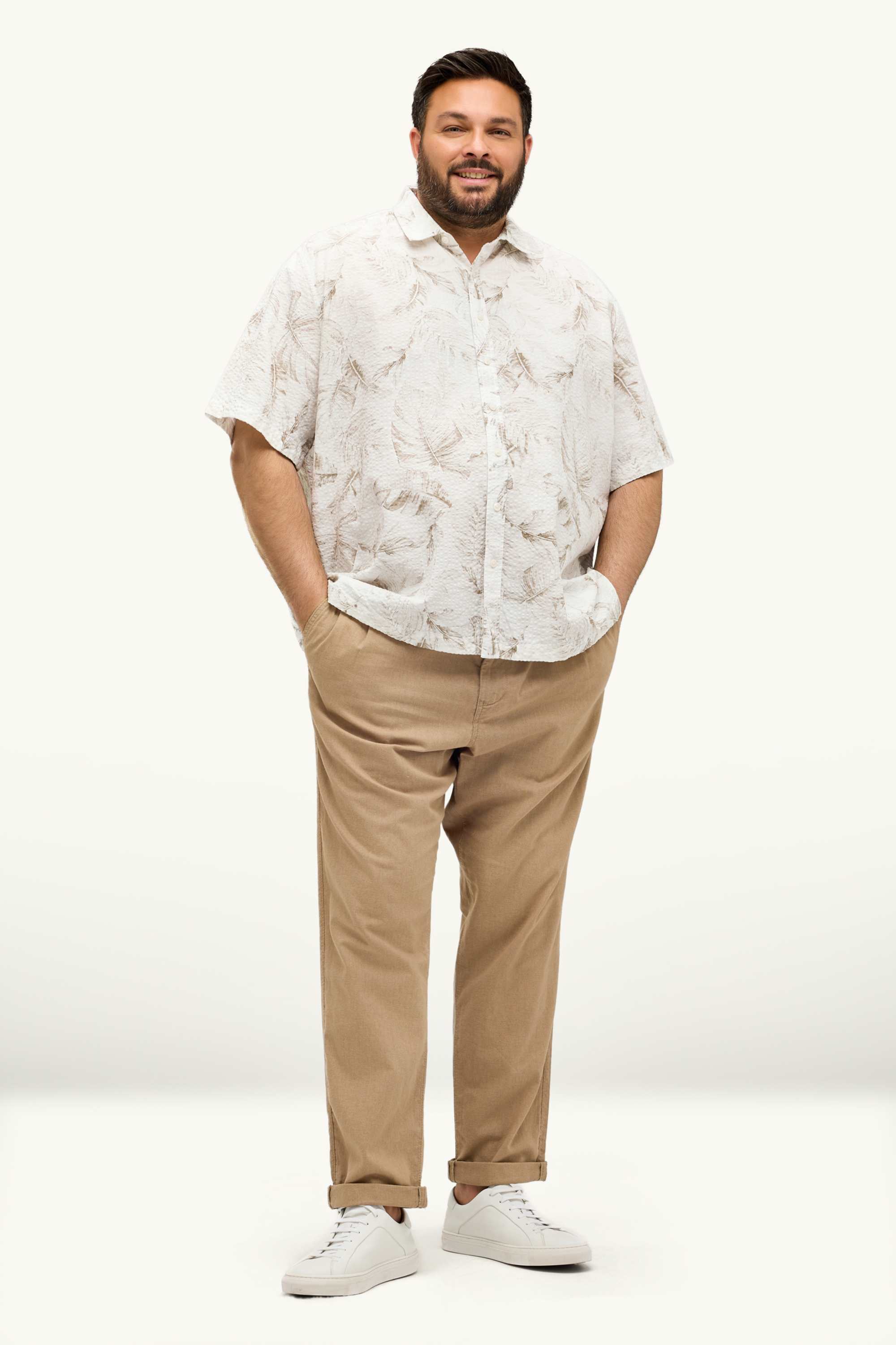 Chinos - tapered fit - linen blend light brown
