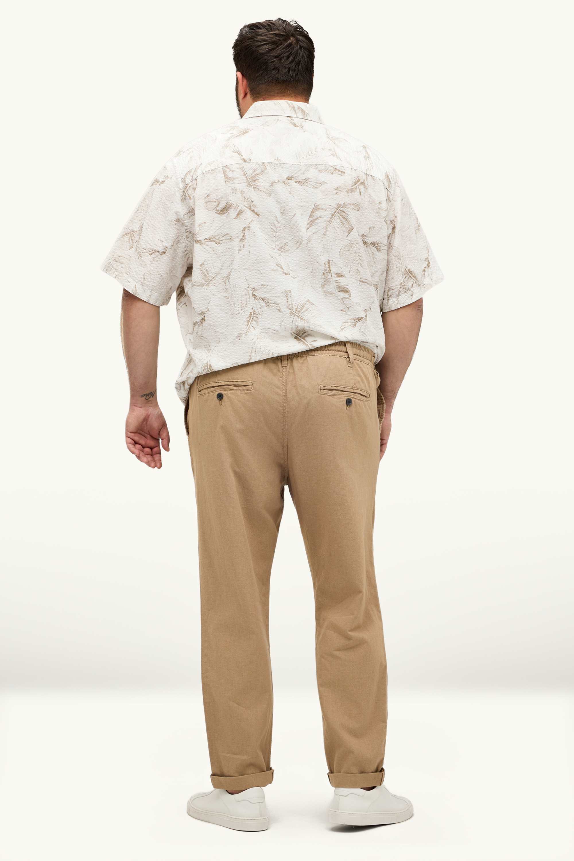 Chinos - tapered fit - linen blend light brown