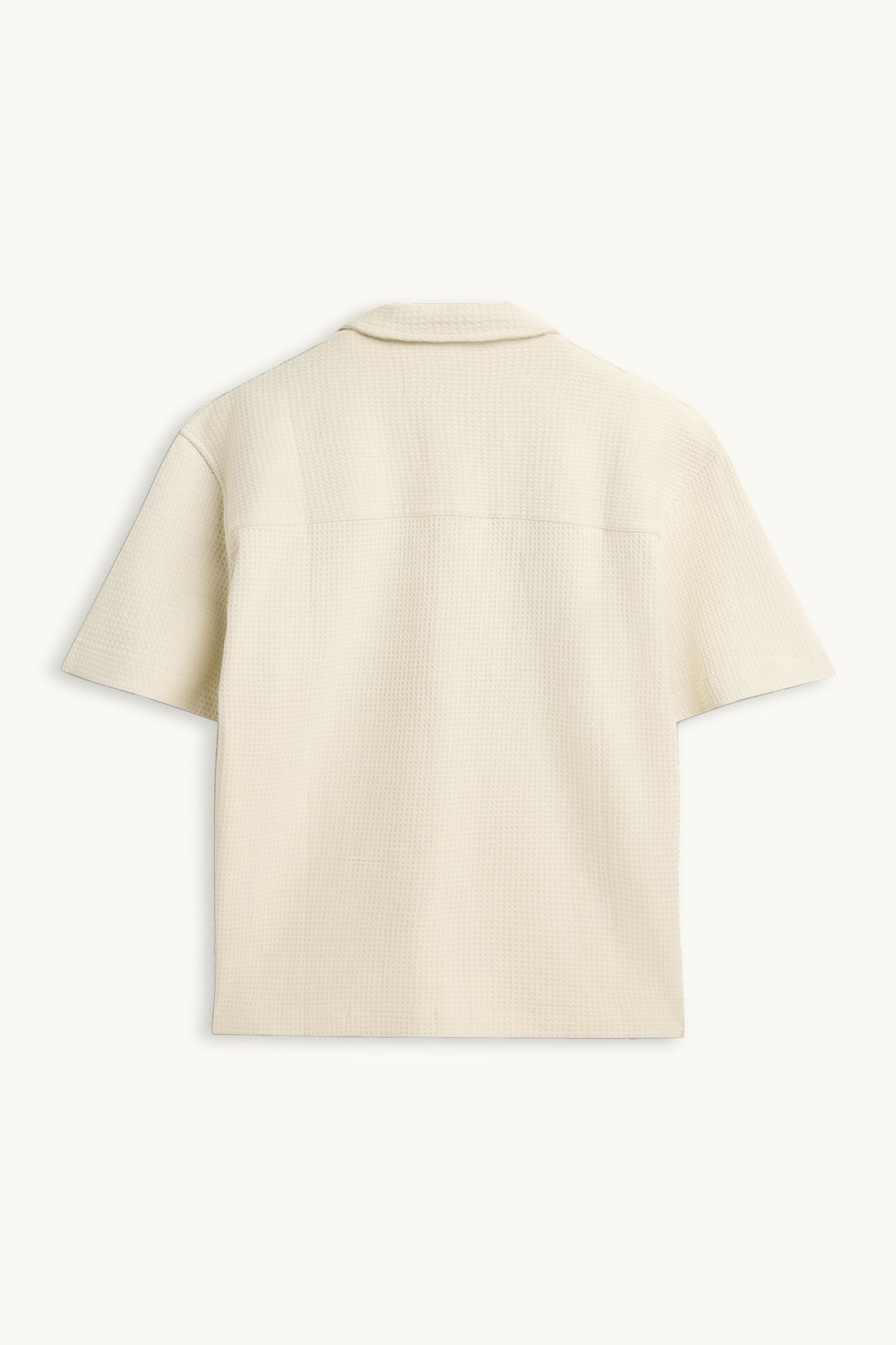 Shirt - relaxed fit - lapel collar - textured creme