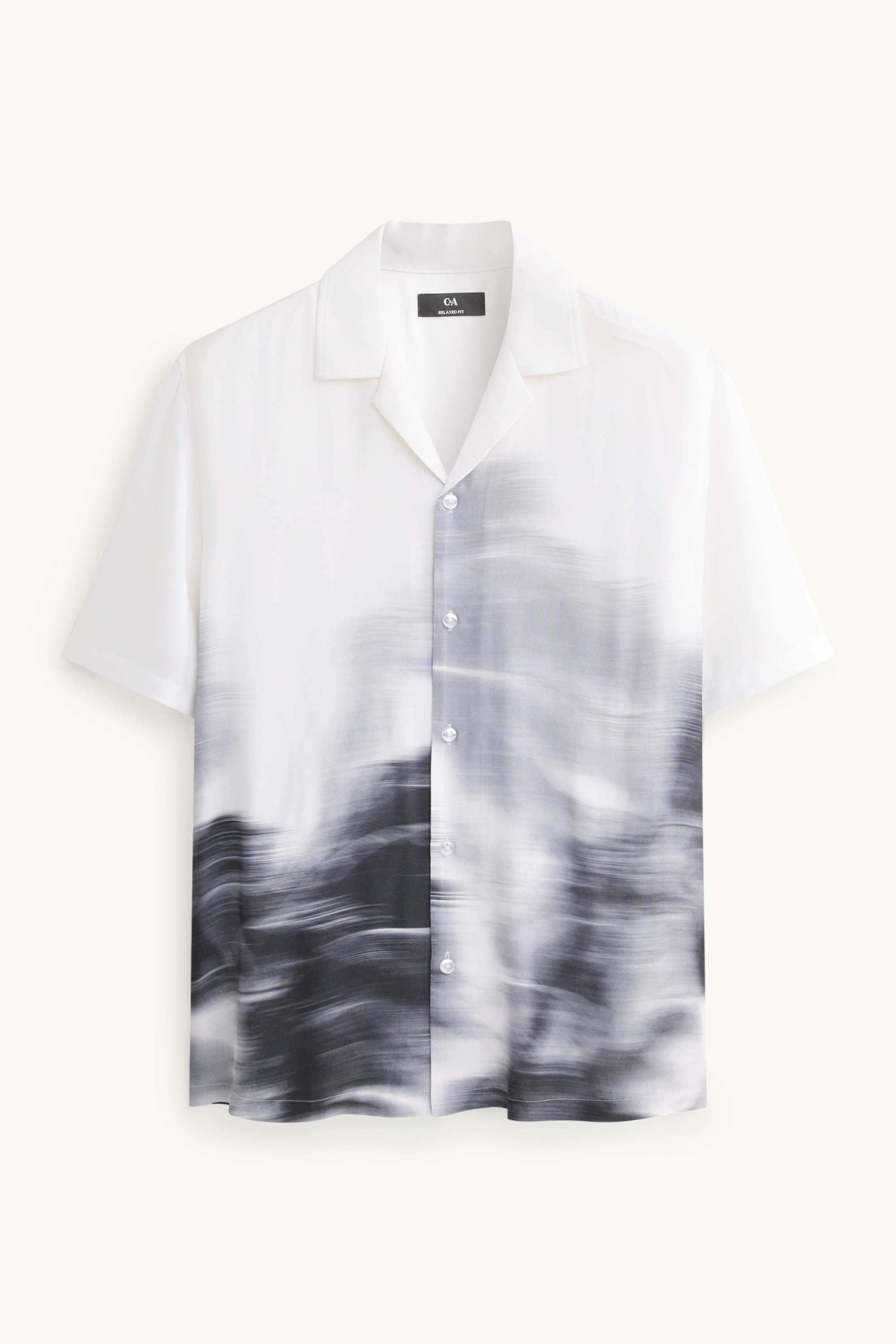 Shirt - relaxed fit - lapel collar - patterned white / gray