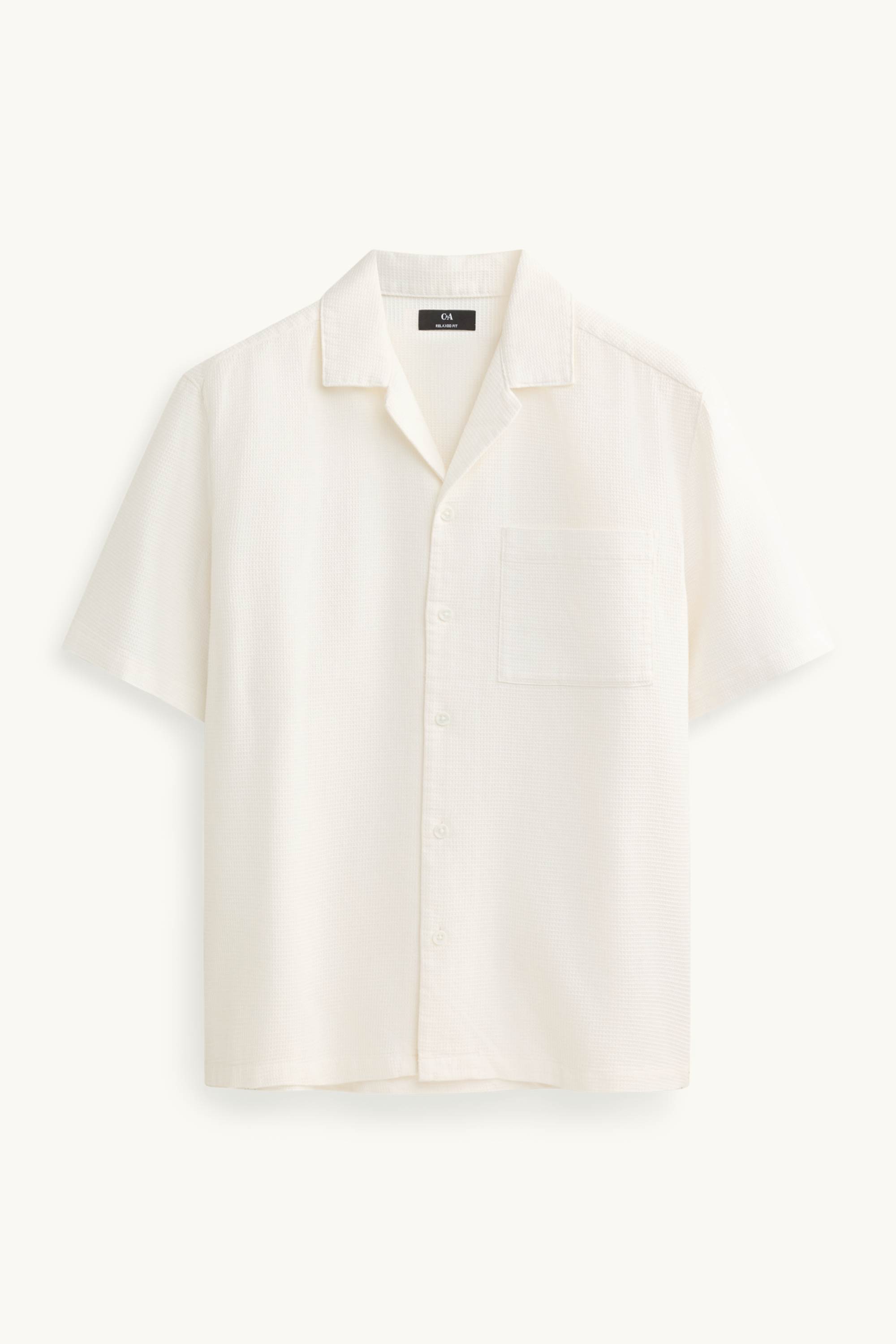 Shirt - relaxed fit - lapel collar - textured white