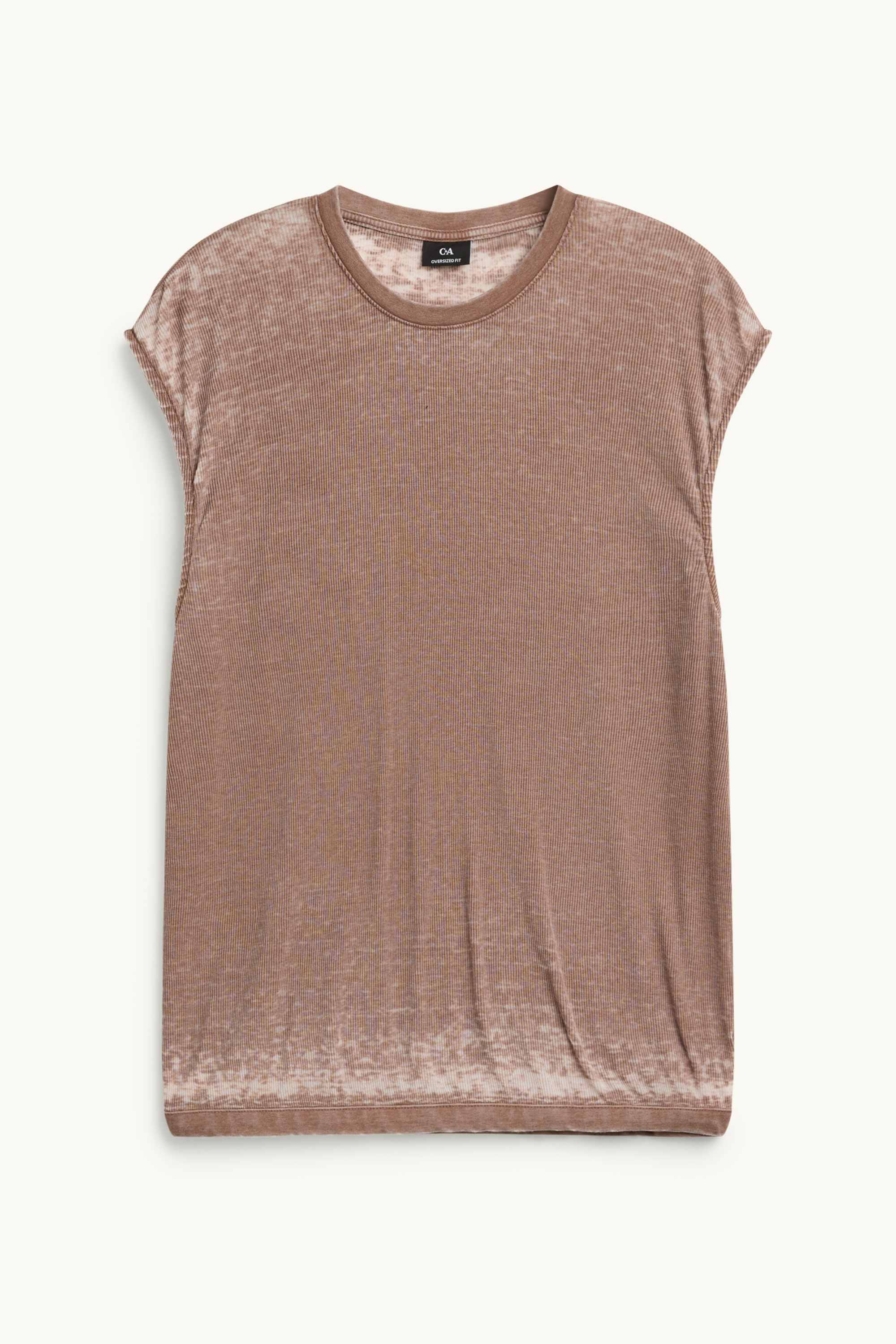 T-shirt - oversized - ribbed brown
