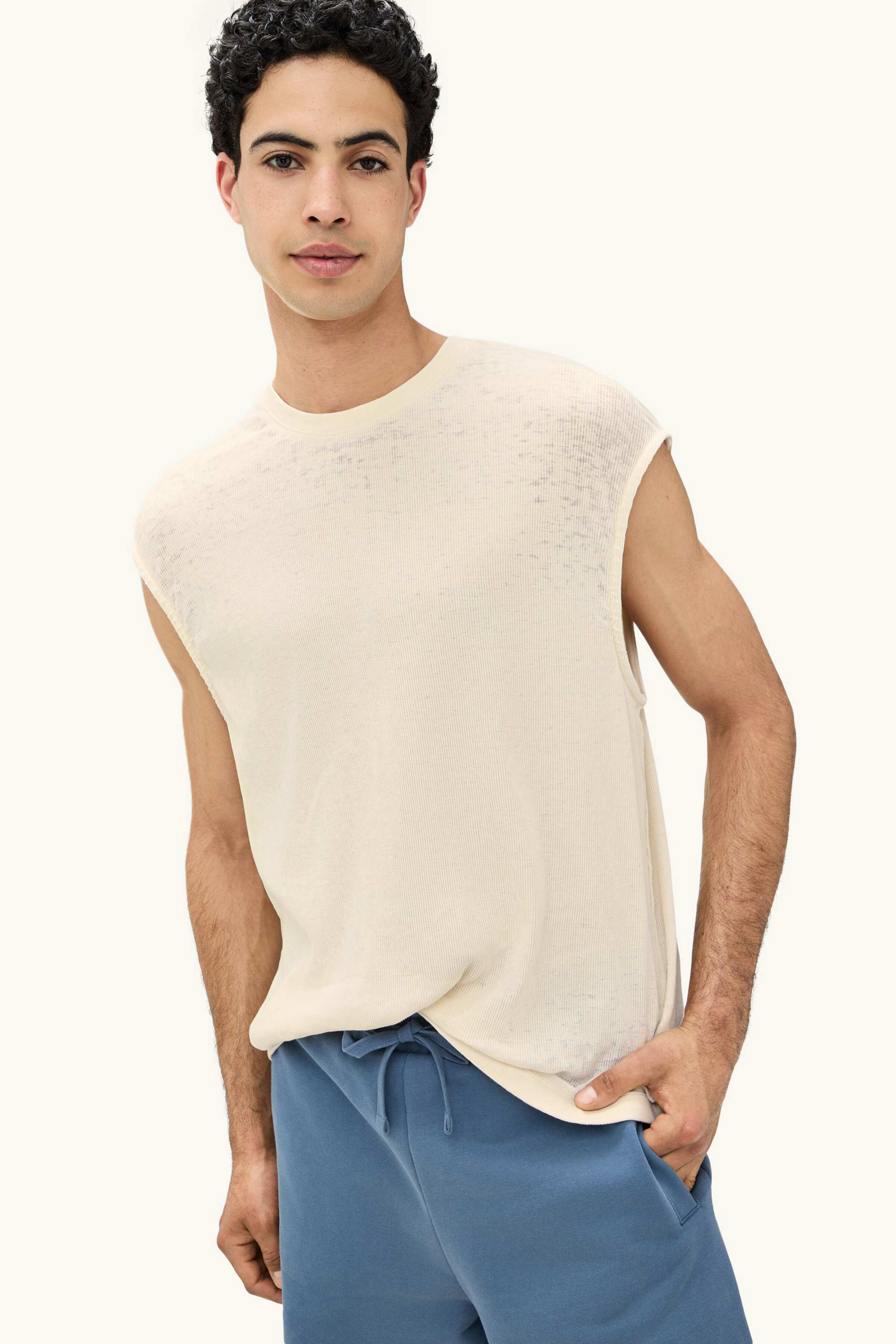 T-shirt - oversized - ribbed cremewhite