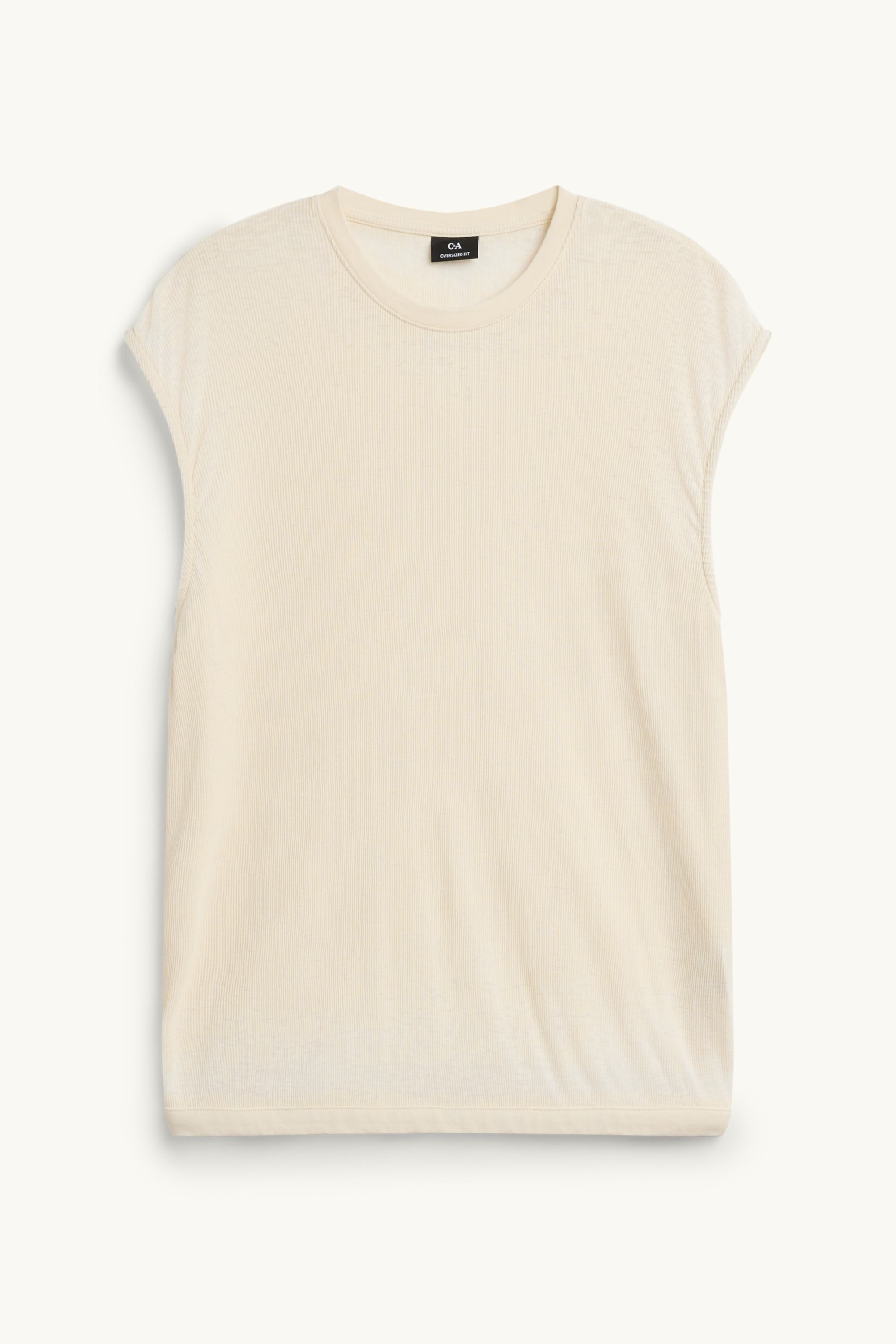 T-shirt - oversized - ribbed cremewhite