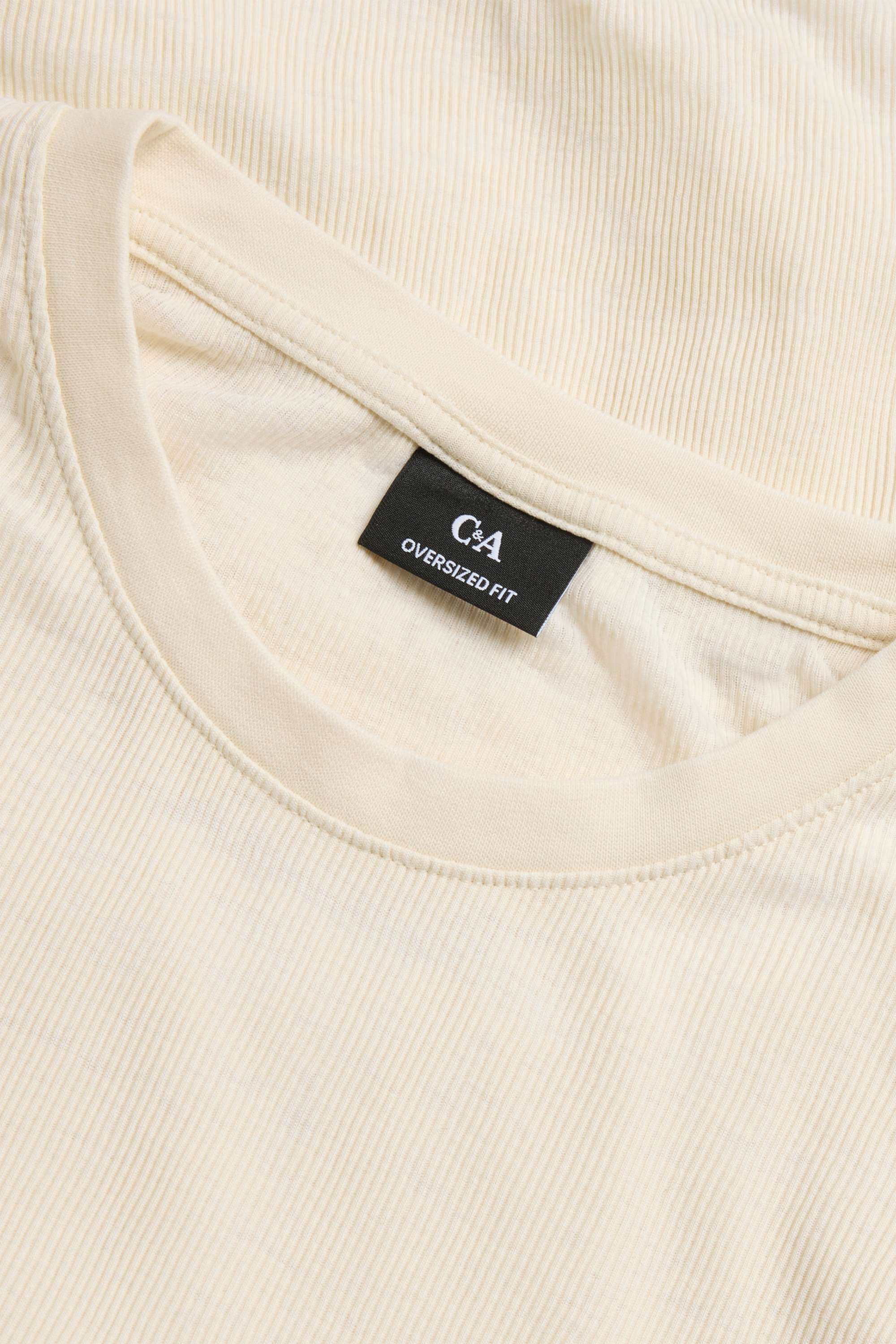 T-shirt - oversized - ribbed cremewhite