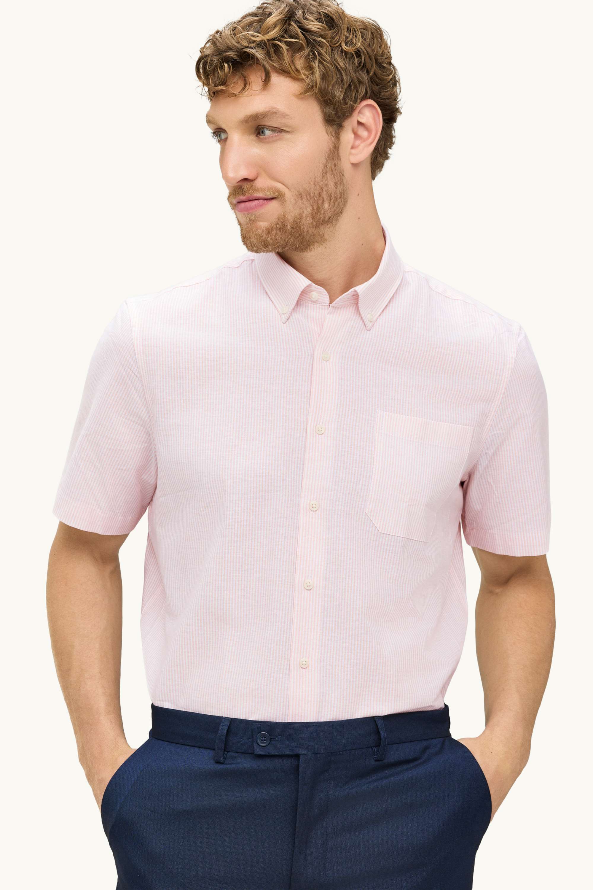 Shirt - regular fit - button-down collar rose