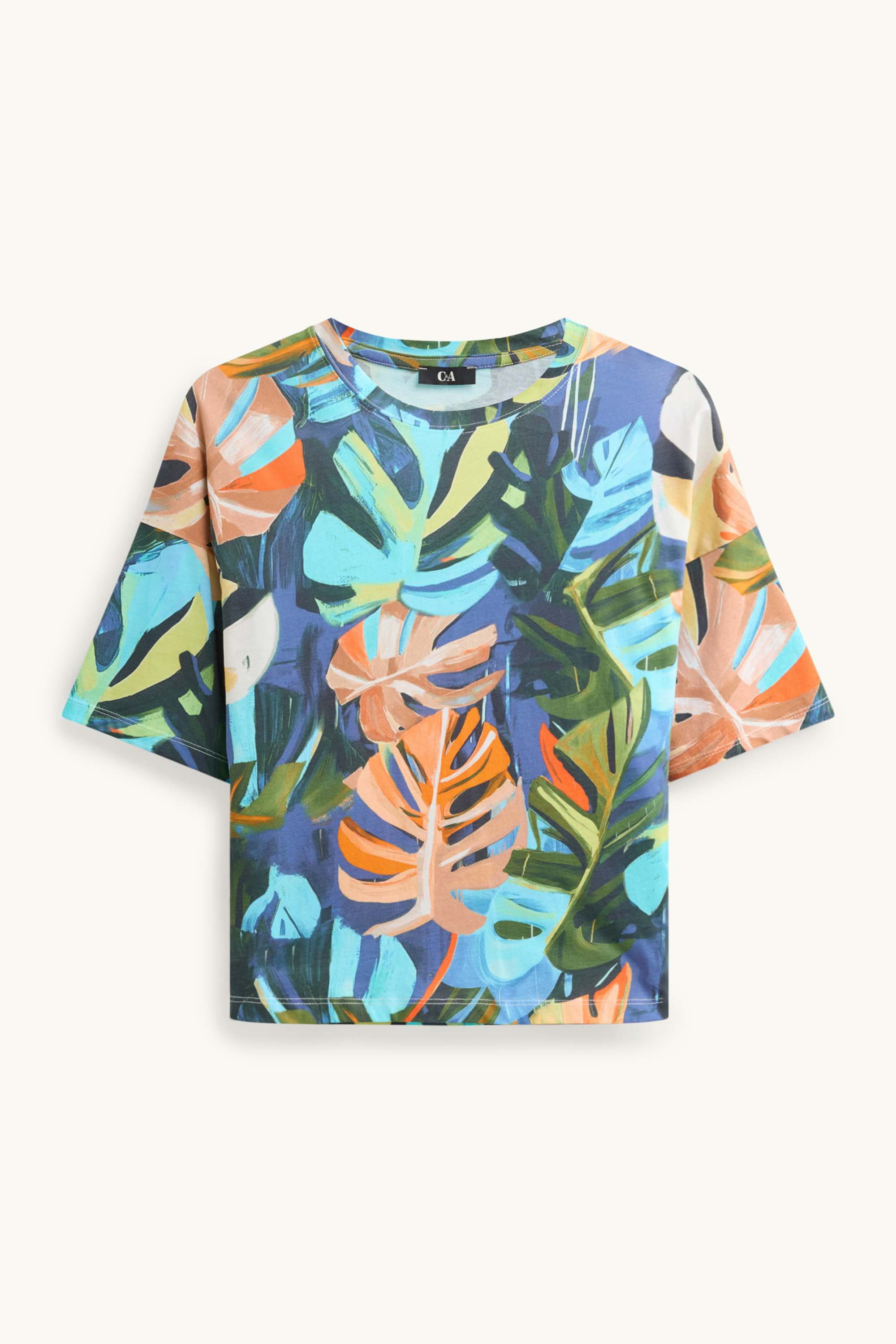 T-shirt - relaxed fit - patterned orange / blue