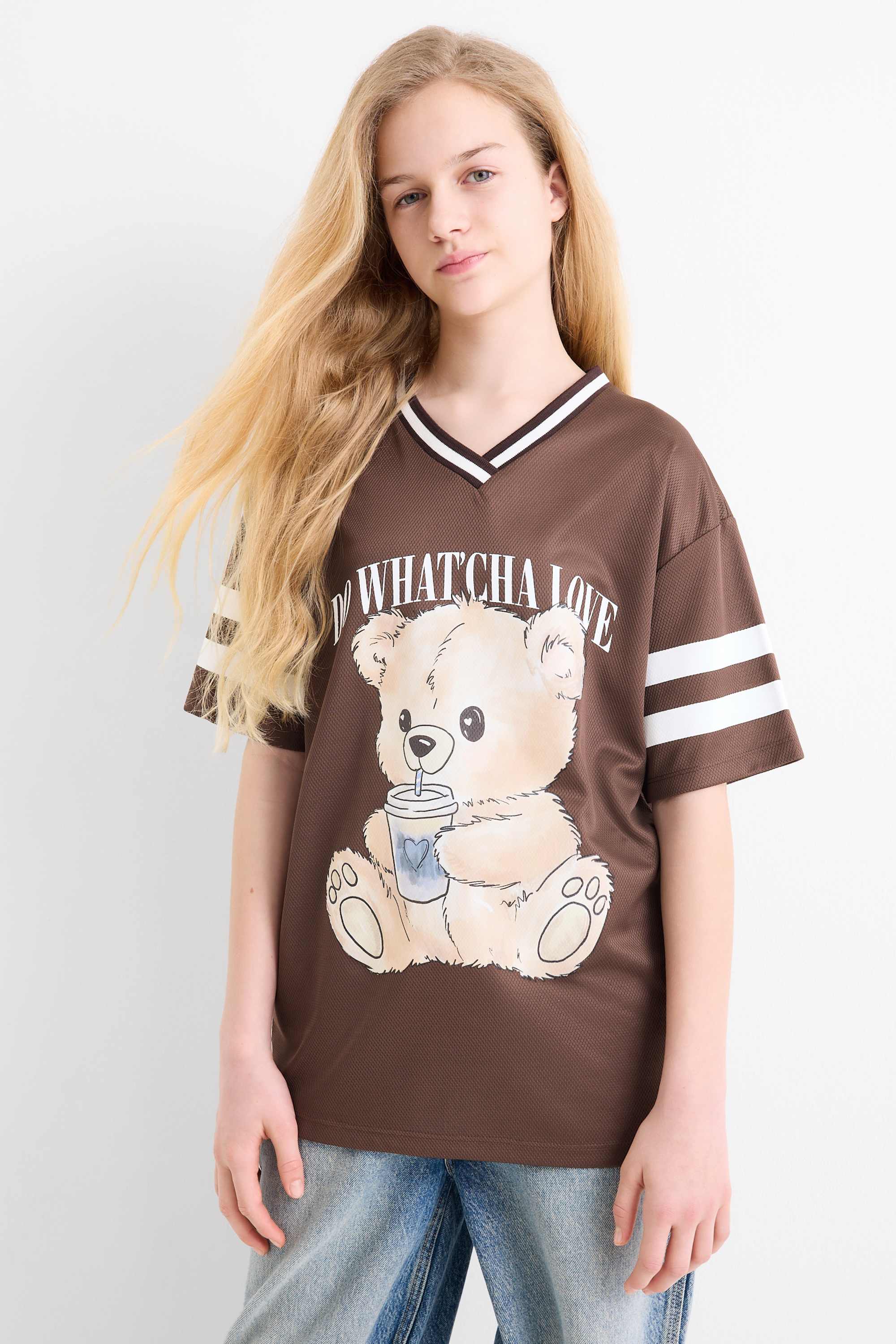 Teddy bear - short sleeve T-shirt dark brown
