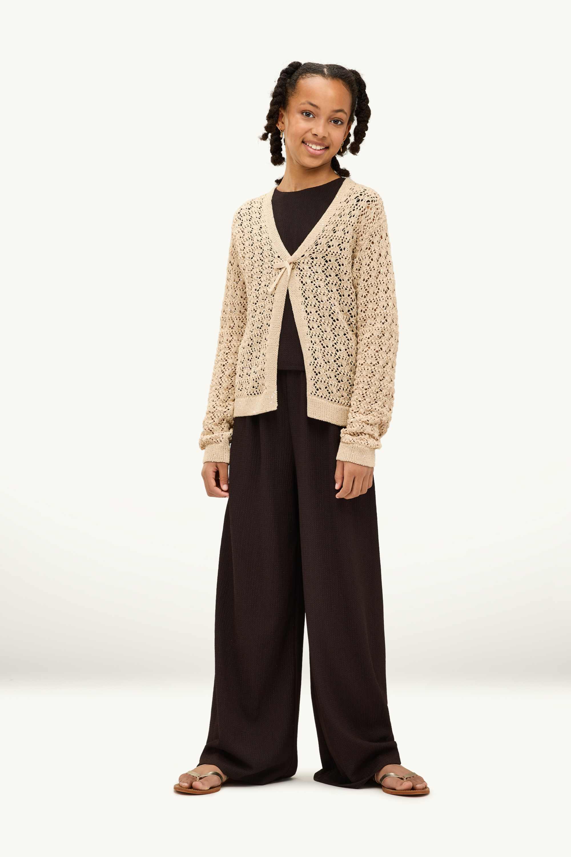 Set - top and jersey bottoms - 2 piece - textured dark brown