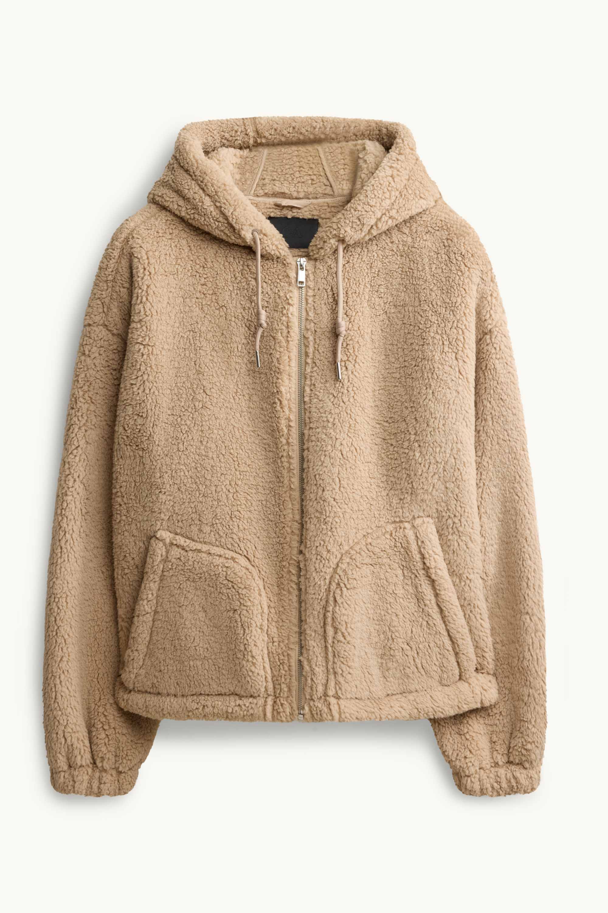 Teddy fur jacket with hood light brown