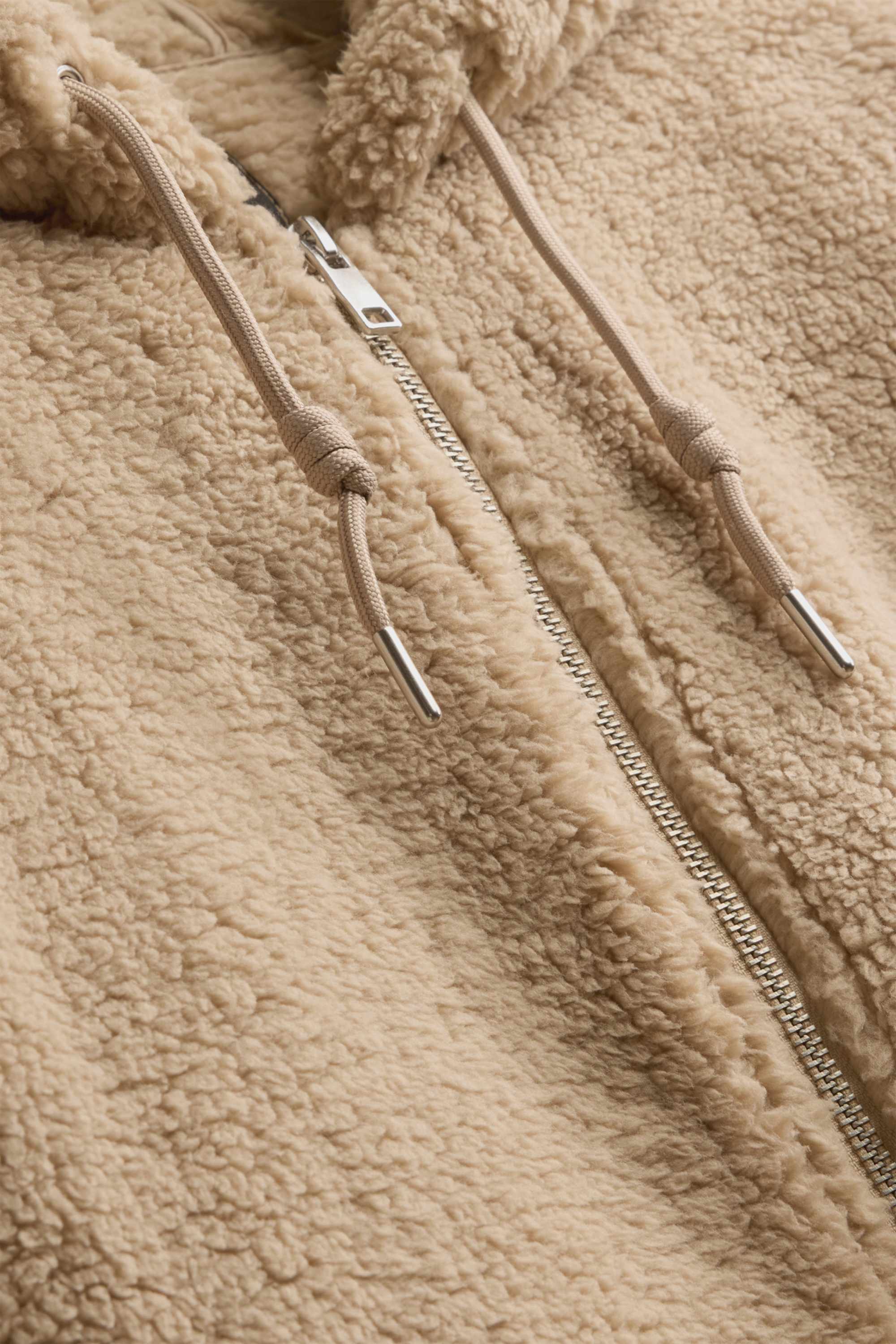 Teddy fur jacket with hood light brown