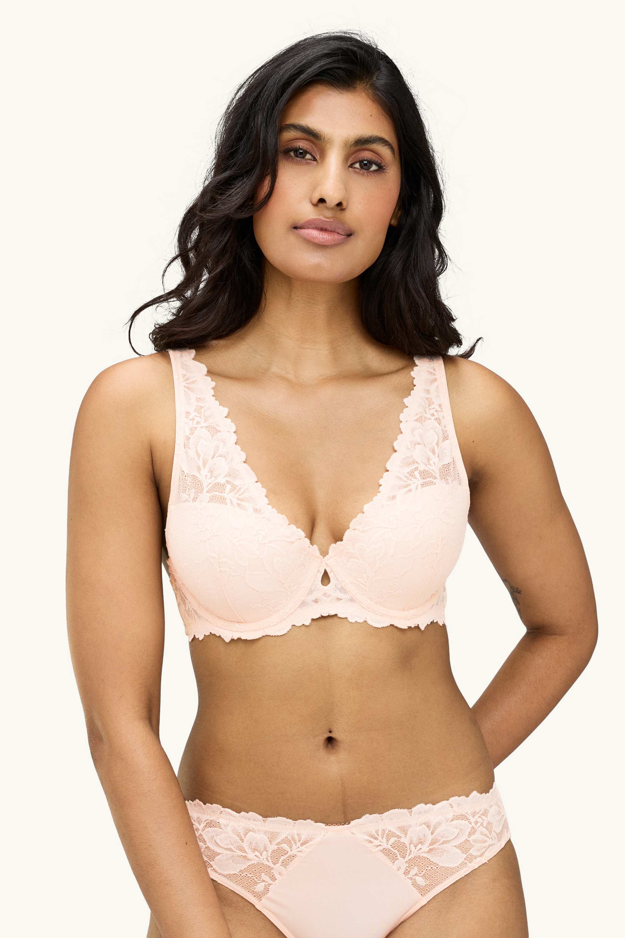 Underwire bra - PLUNGE - padded rose