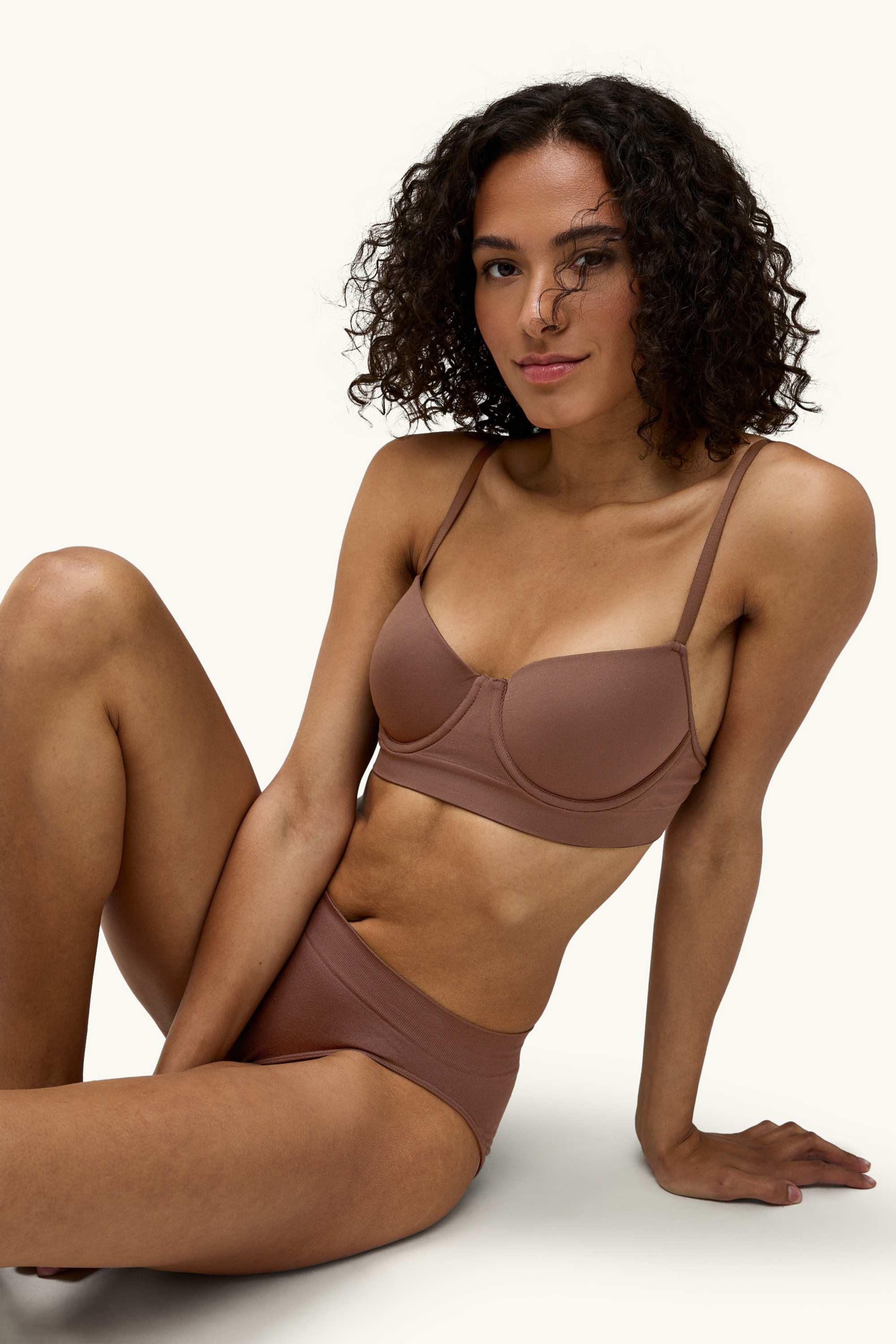 Underwire bra - DEMI - padded brown