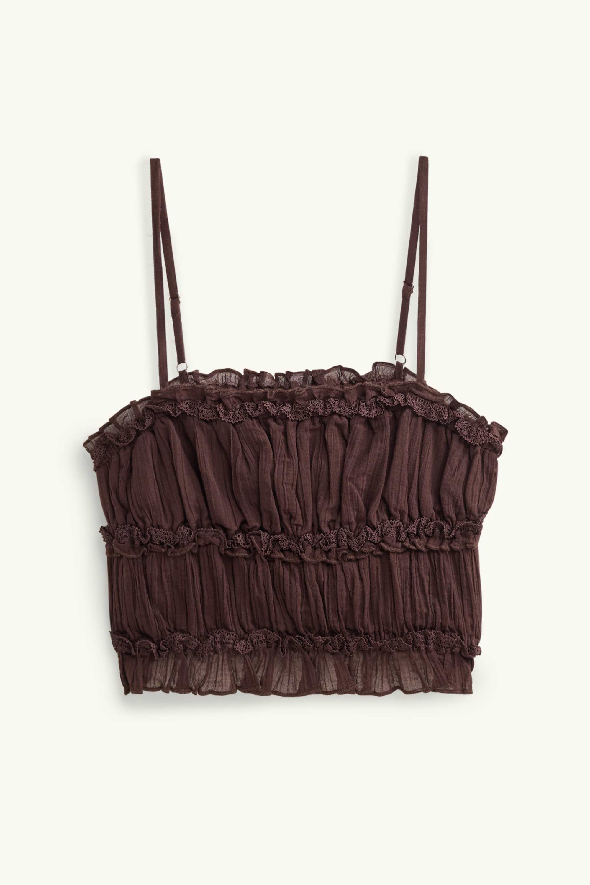 Cropped top - textured brown