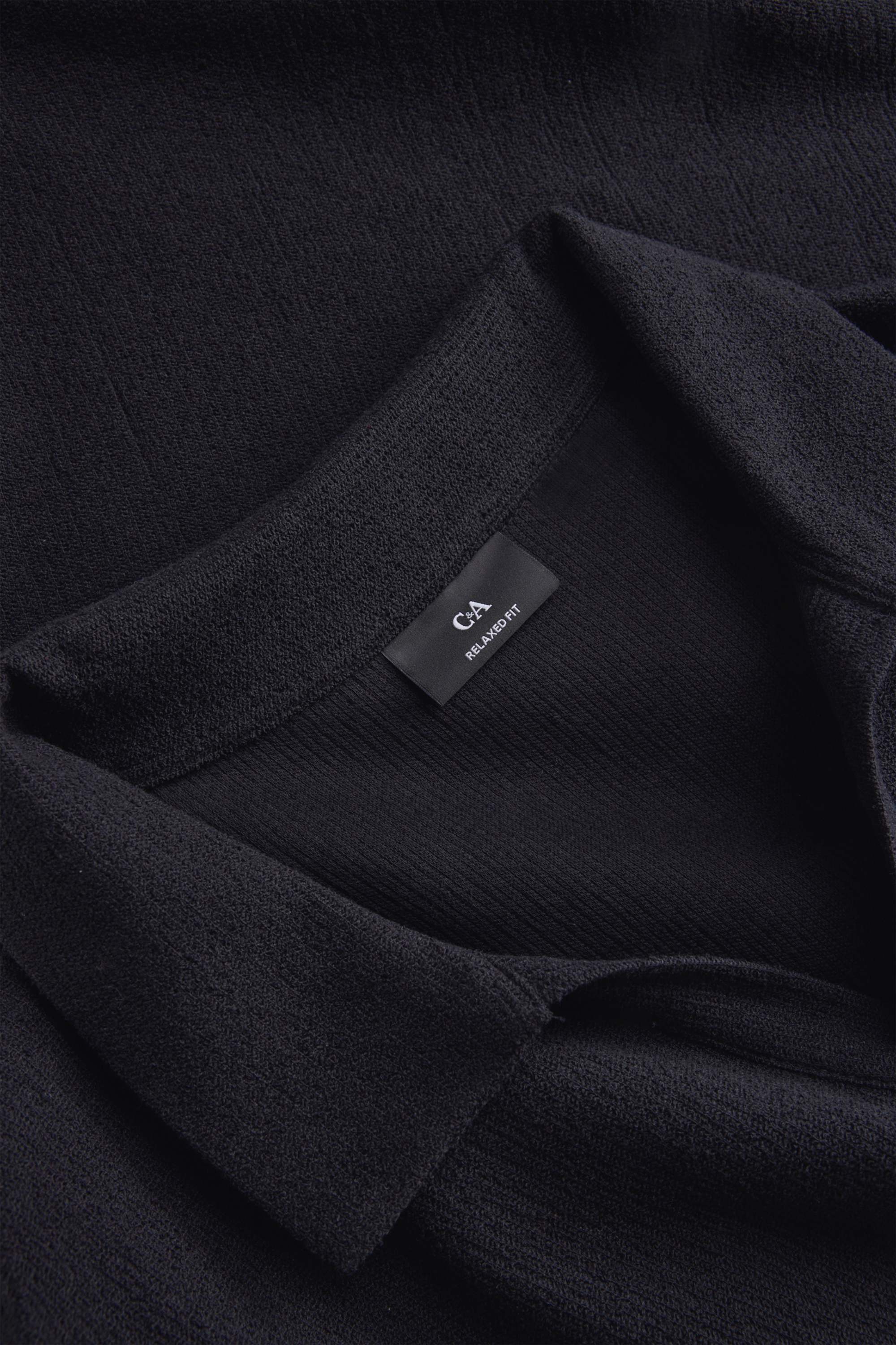 Polo shirt - relaxed fit - textured black