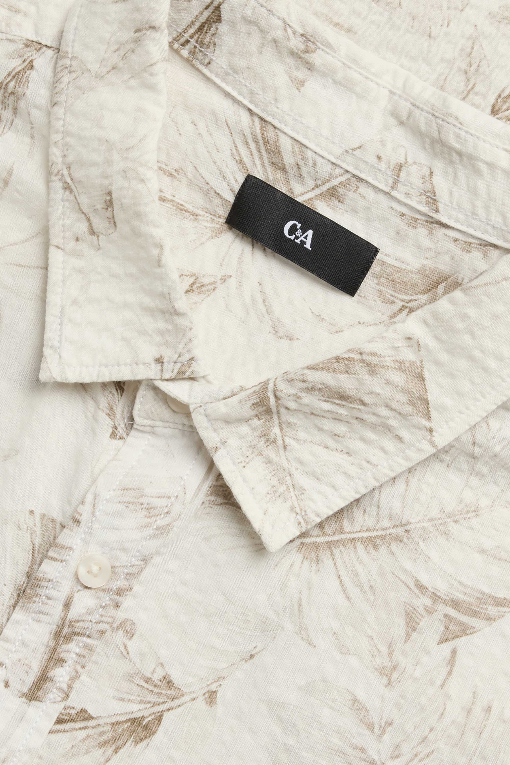 Shirt - regular fit - textured - patterned beige