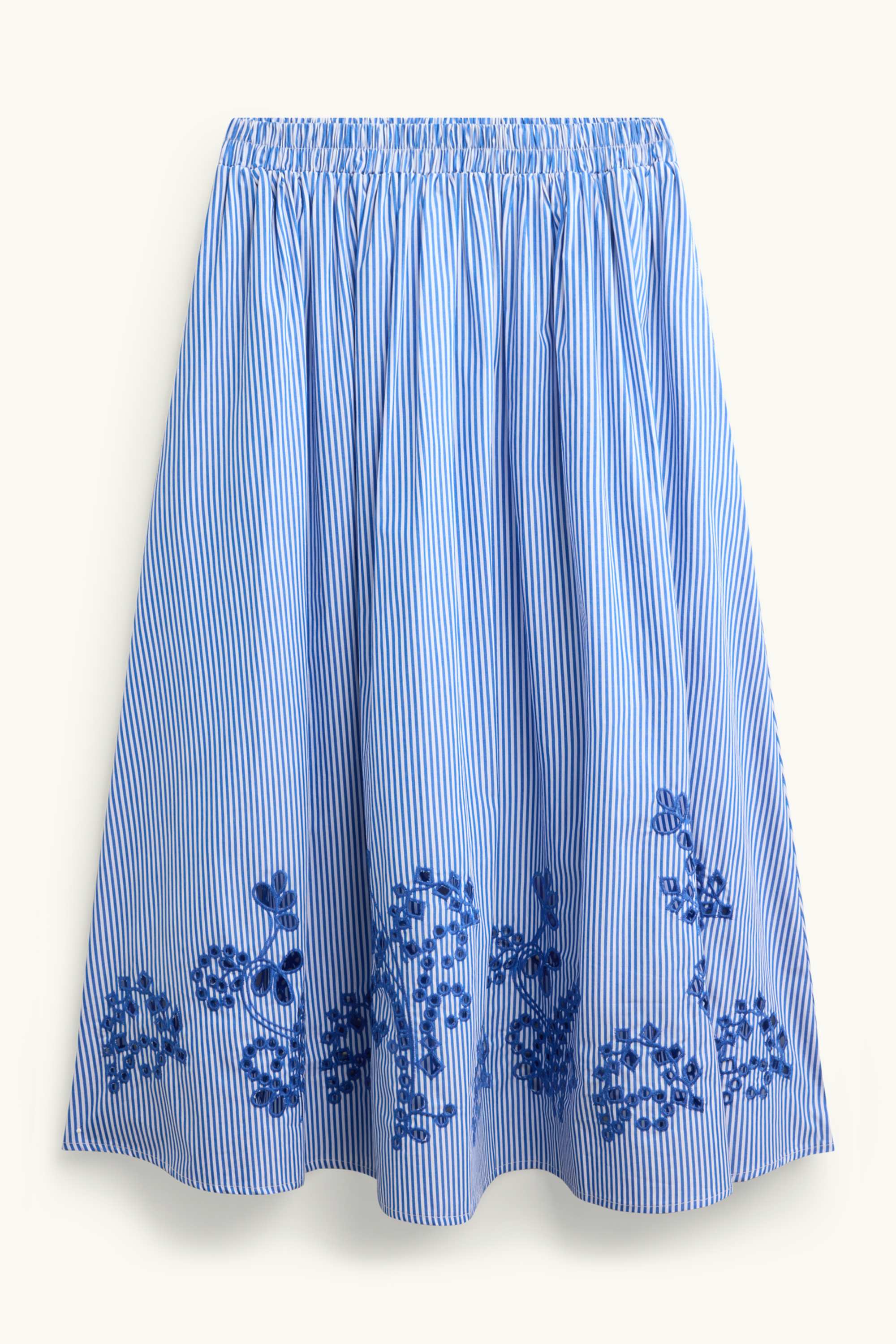 Skirt - broderie anglaise - striped - floral blue
