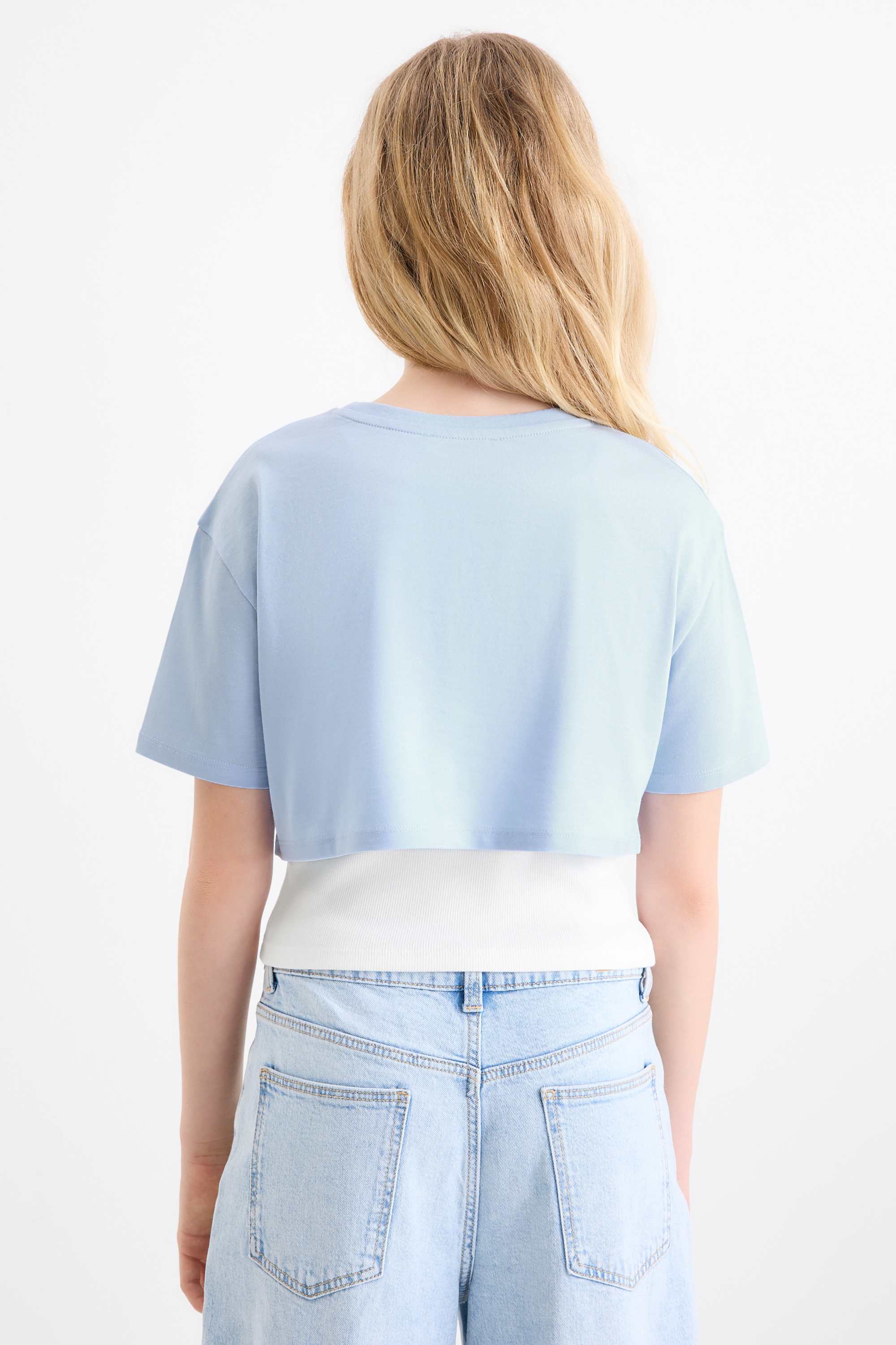 Teddy bear - set - short sleeve T-shirt and top - 2 piece light blue