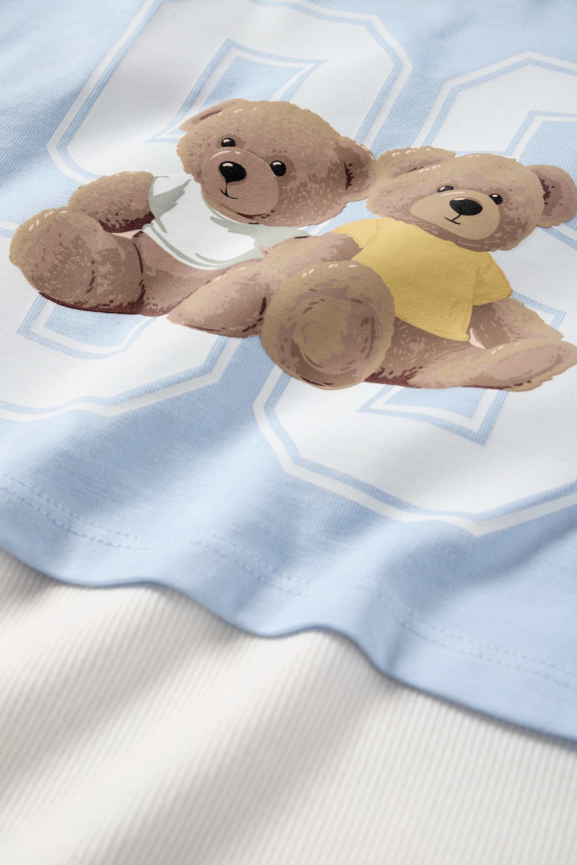 Teddy bear - set - short sleeve T-shirt and top - 2 piece light blue