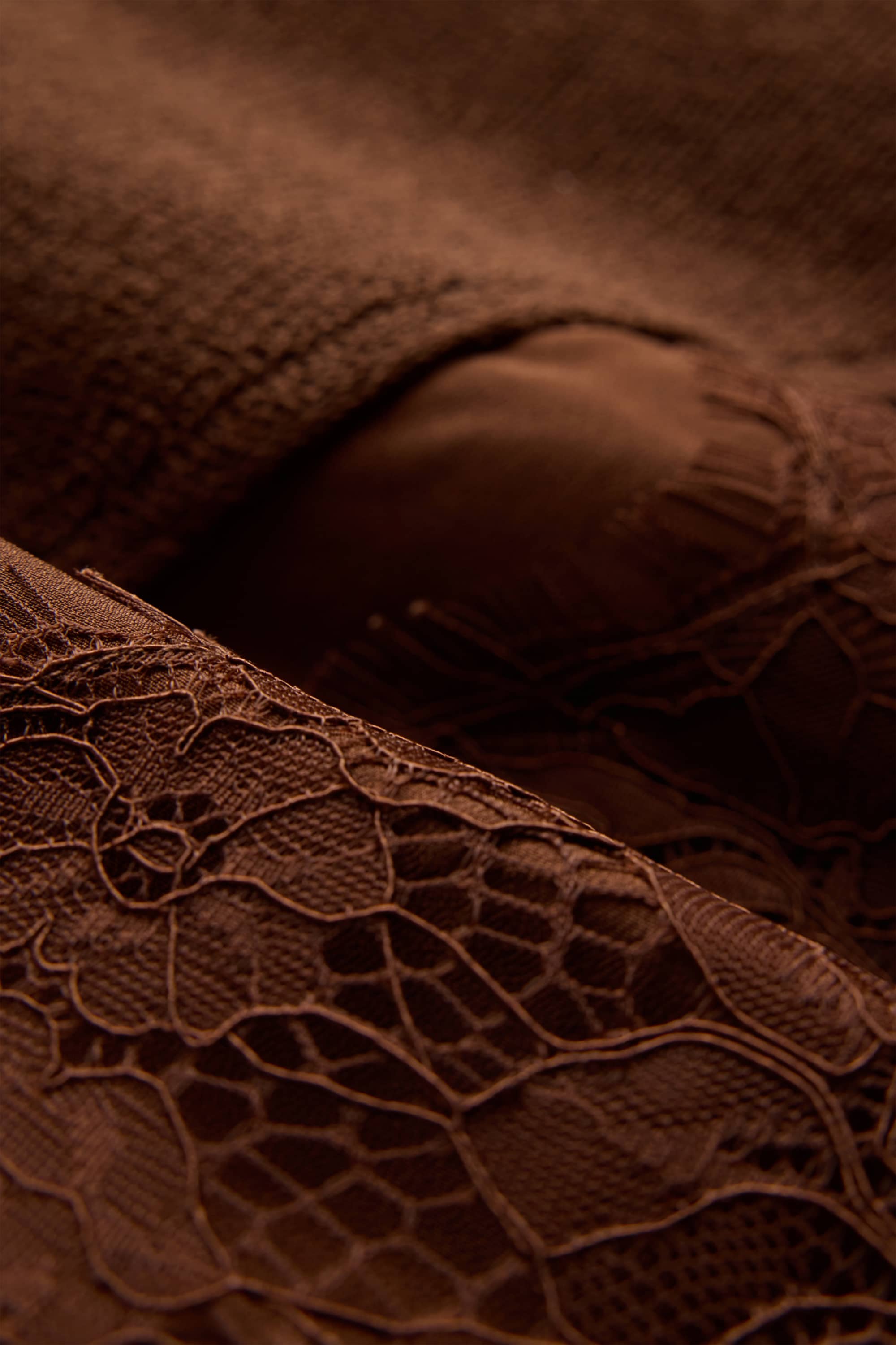 Knitted jumper - short sleeve - ribbed brown