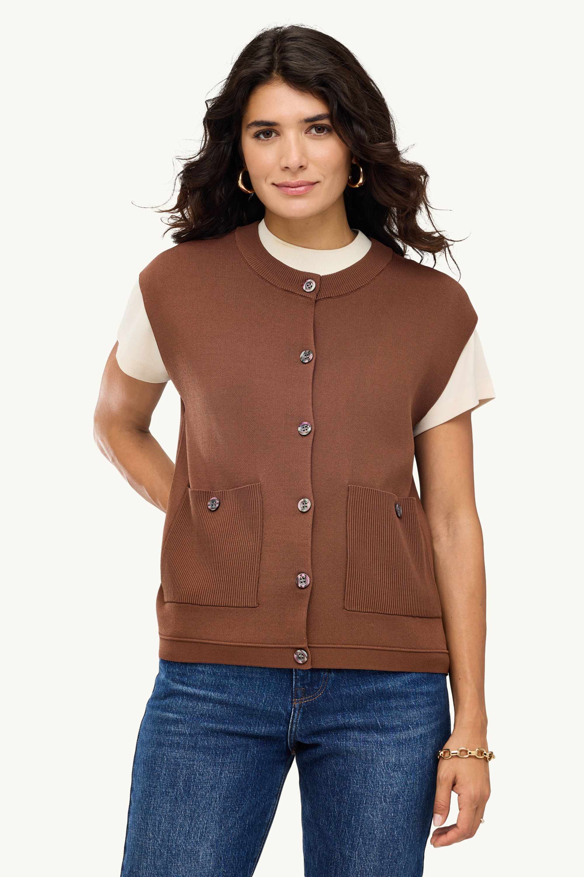 Knitted waistcoat brown
