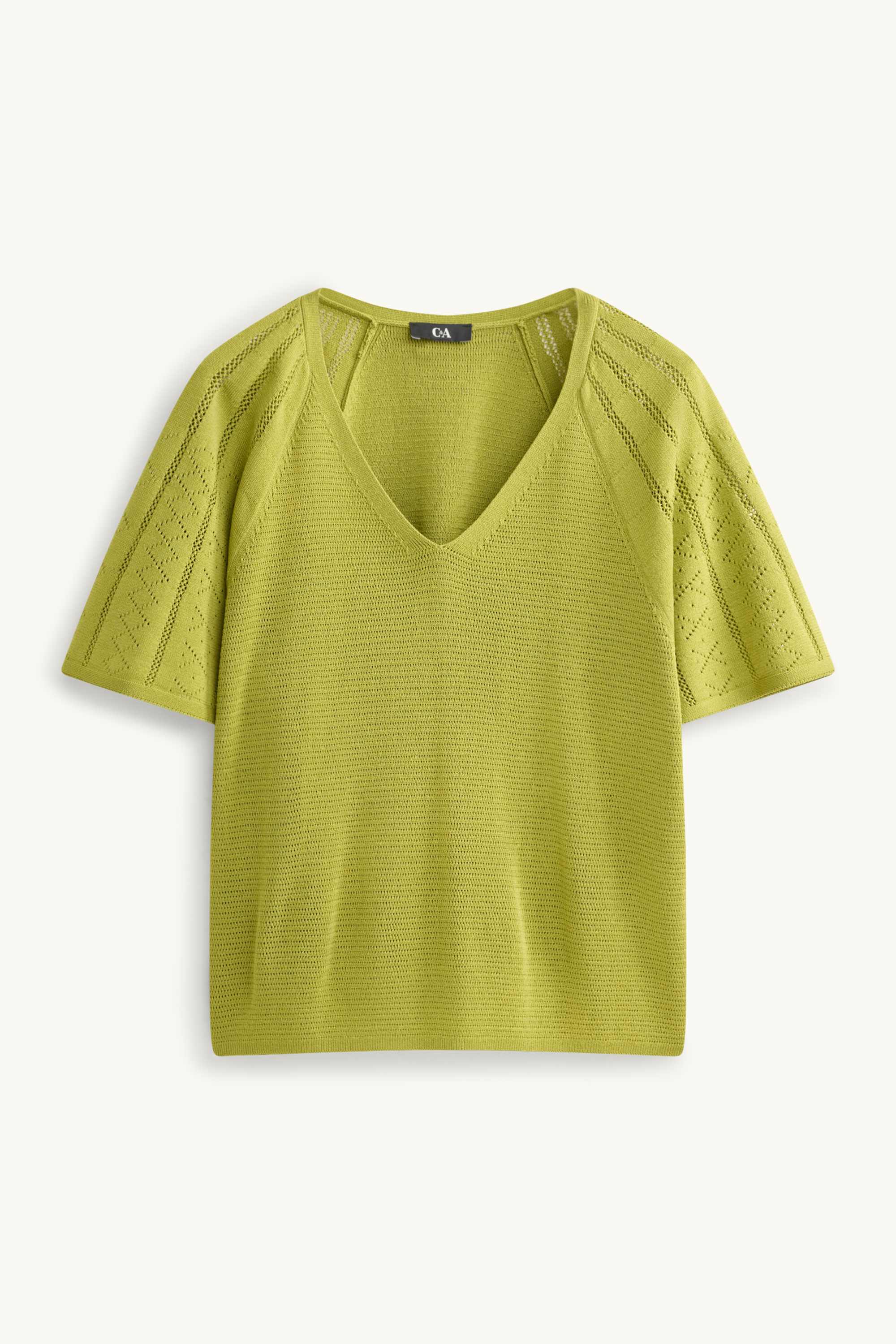 Knitted jumper - short sleeve green