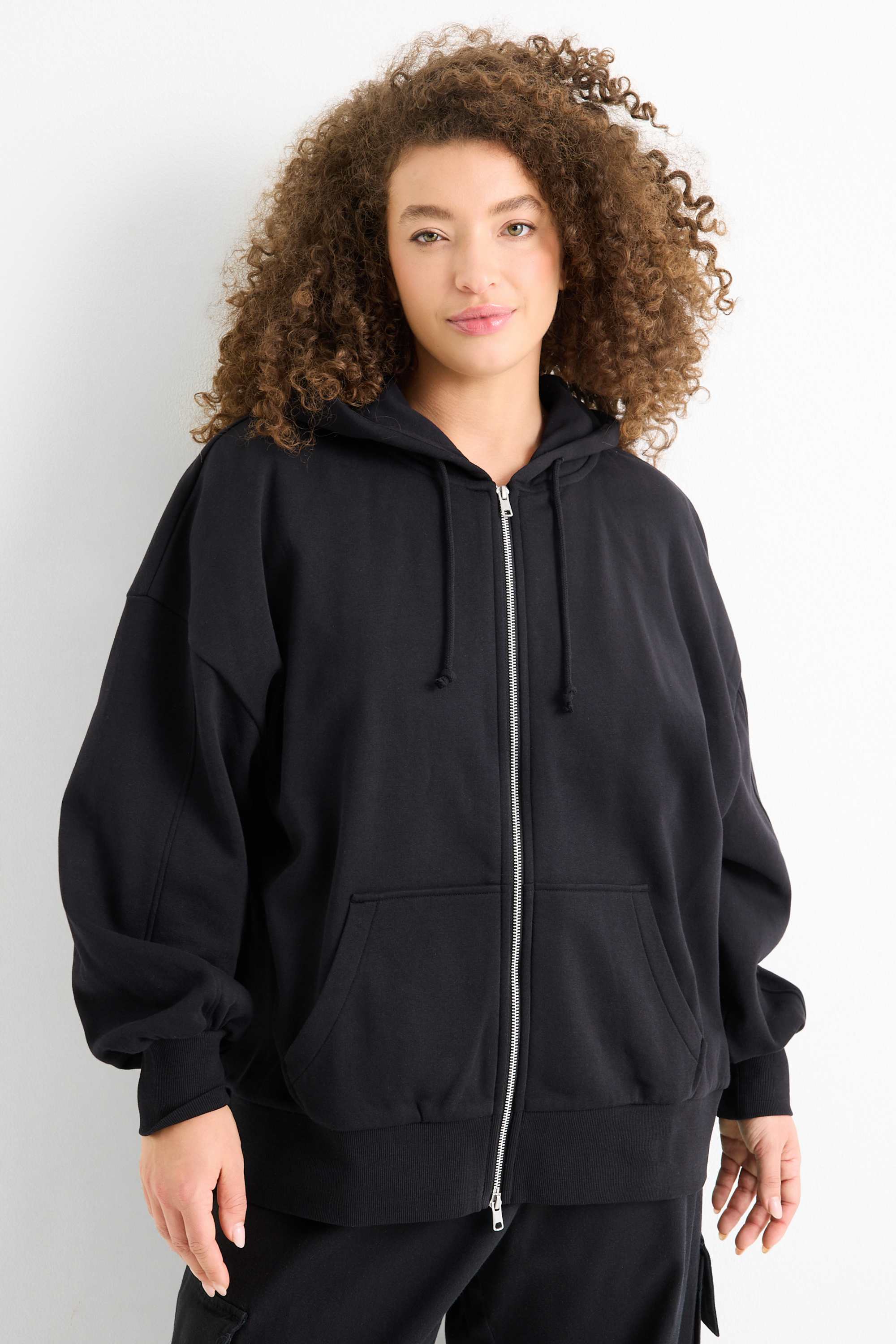 Zip-through hoodie black