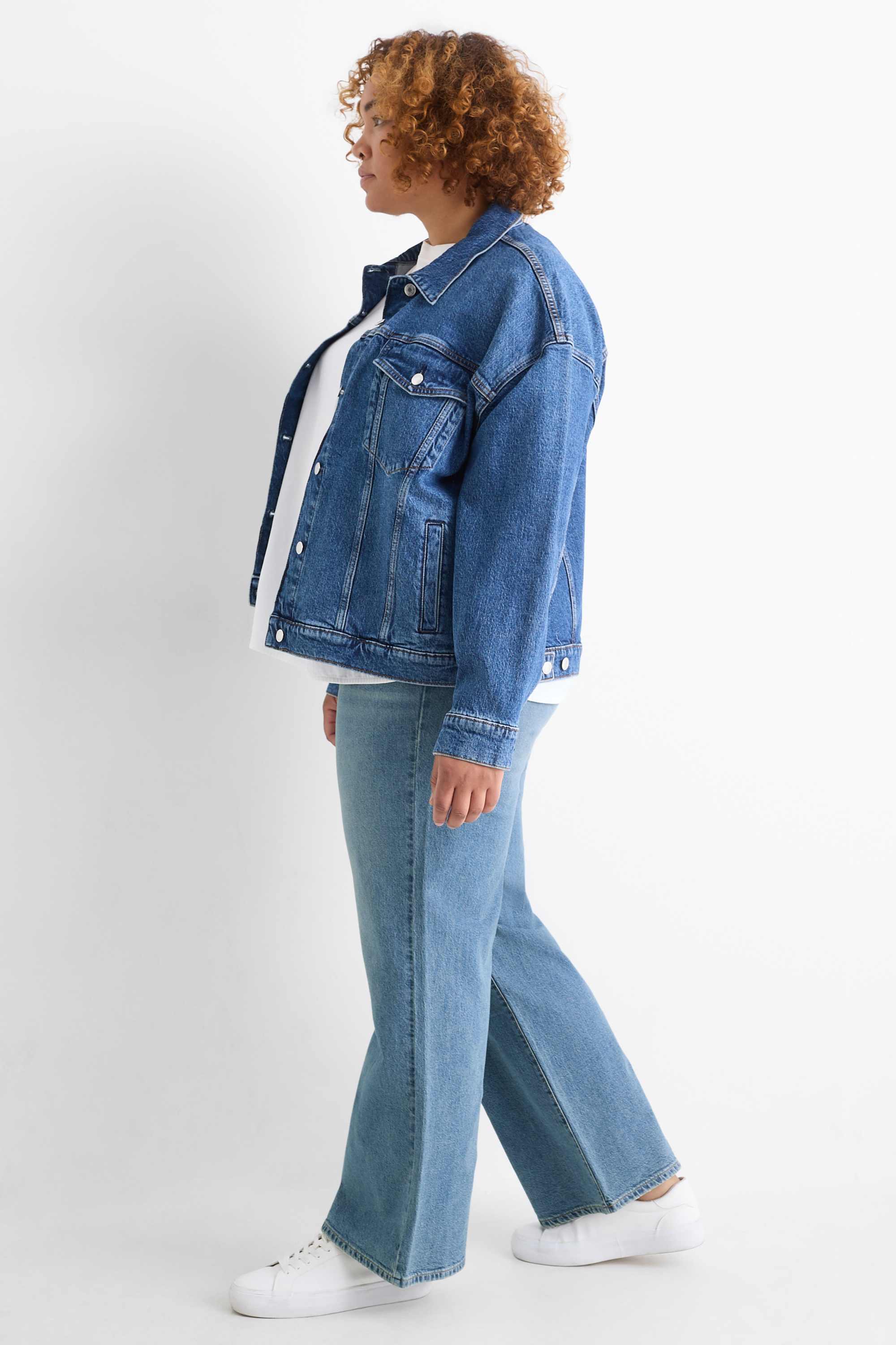 Wide leg jeans - high waist blue denim