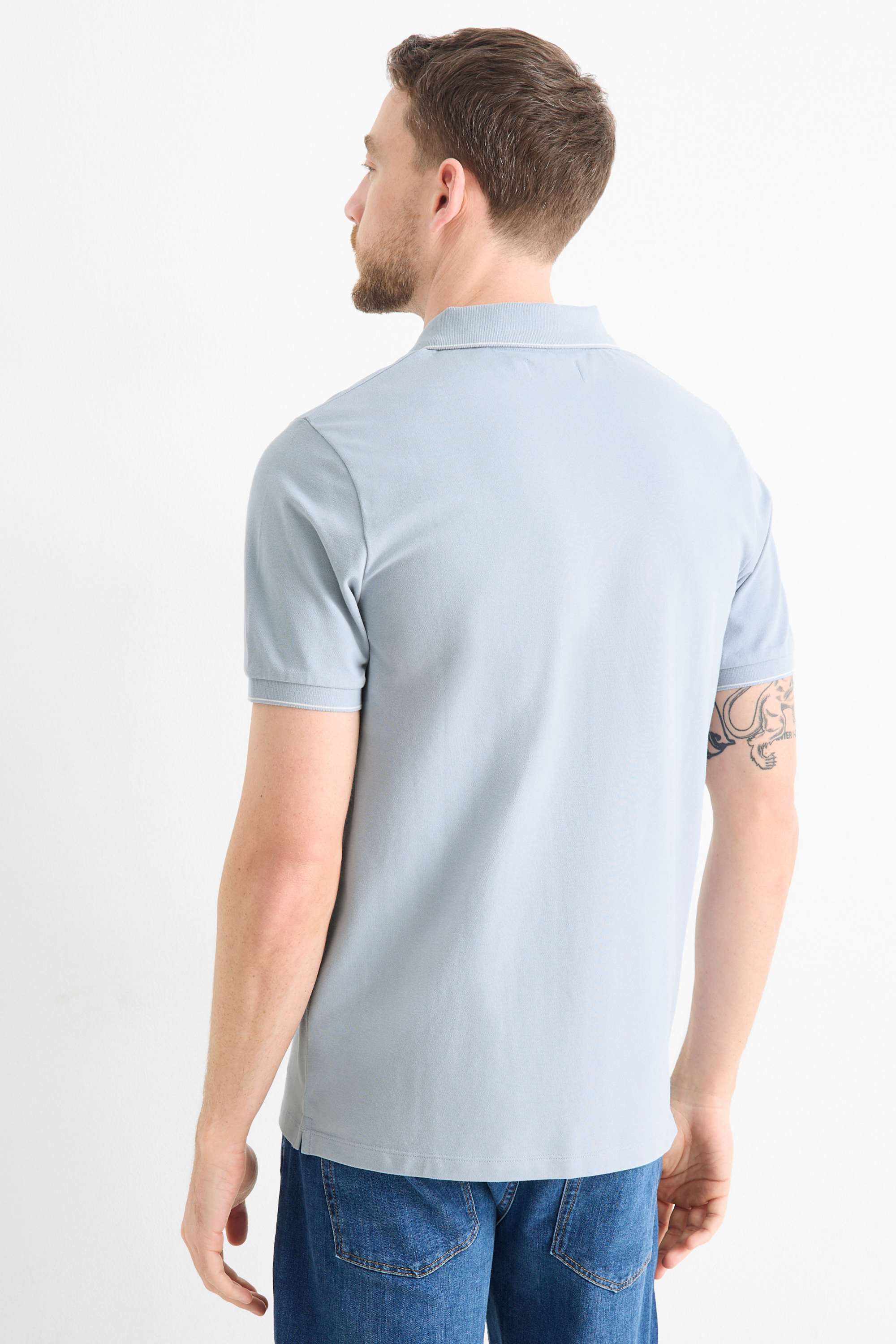 Polo shirt - slim fit light blue