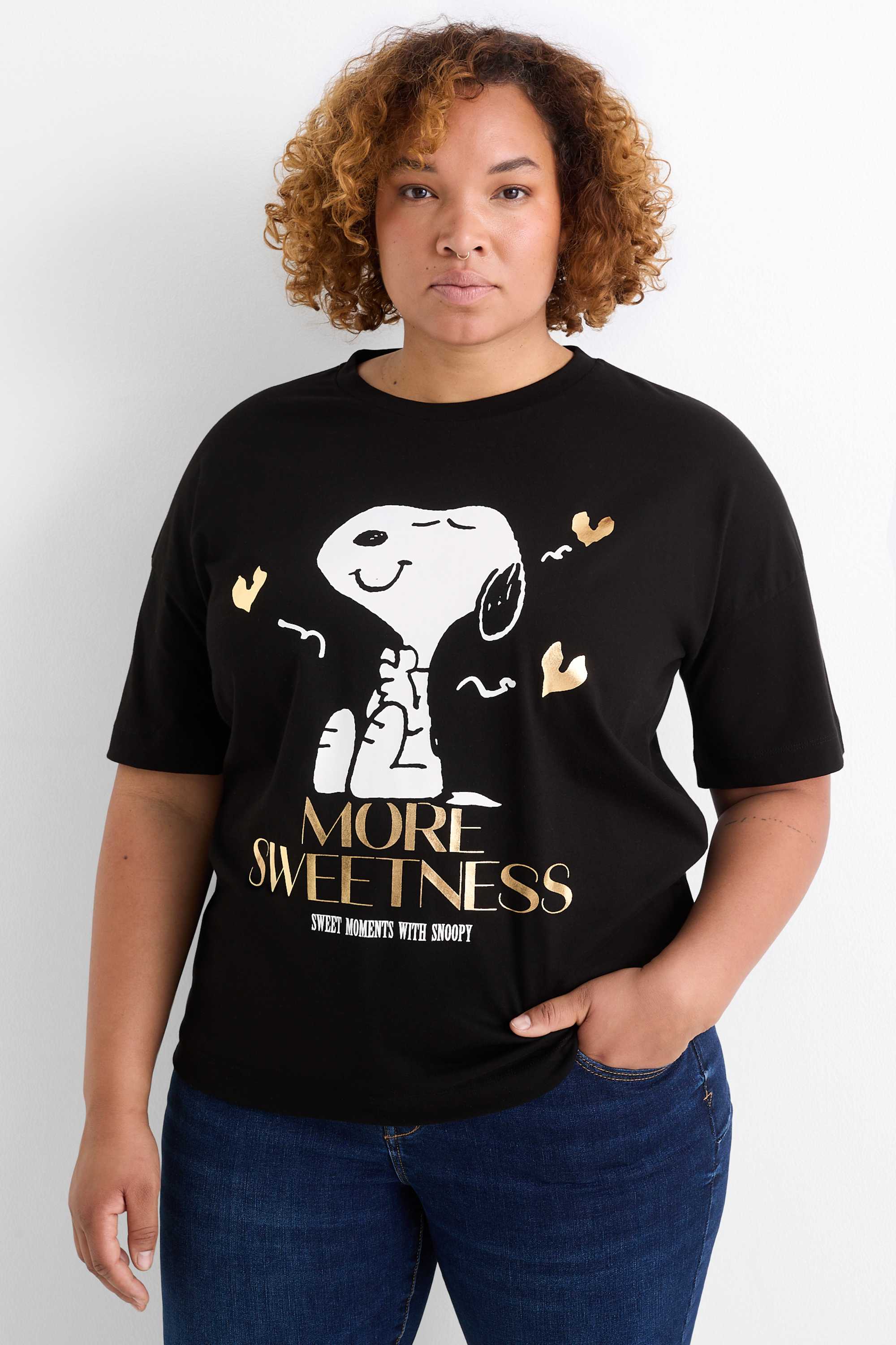 T-shirt - regular fit - shiny - Peanuts black
