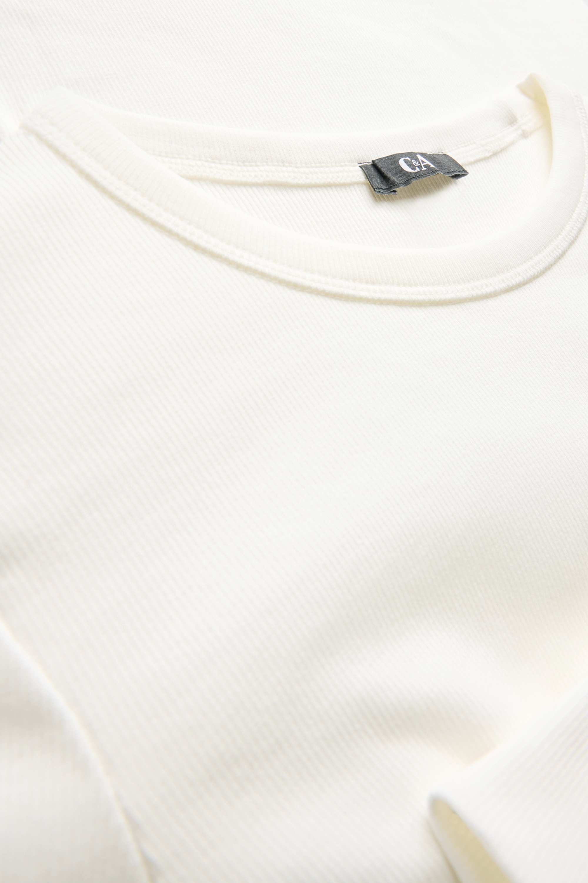 Long sleeve top - slim fit - ribbed white