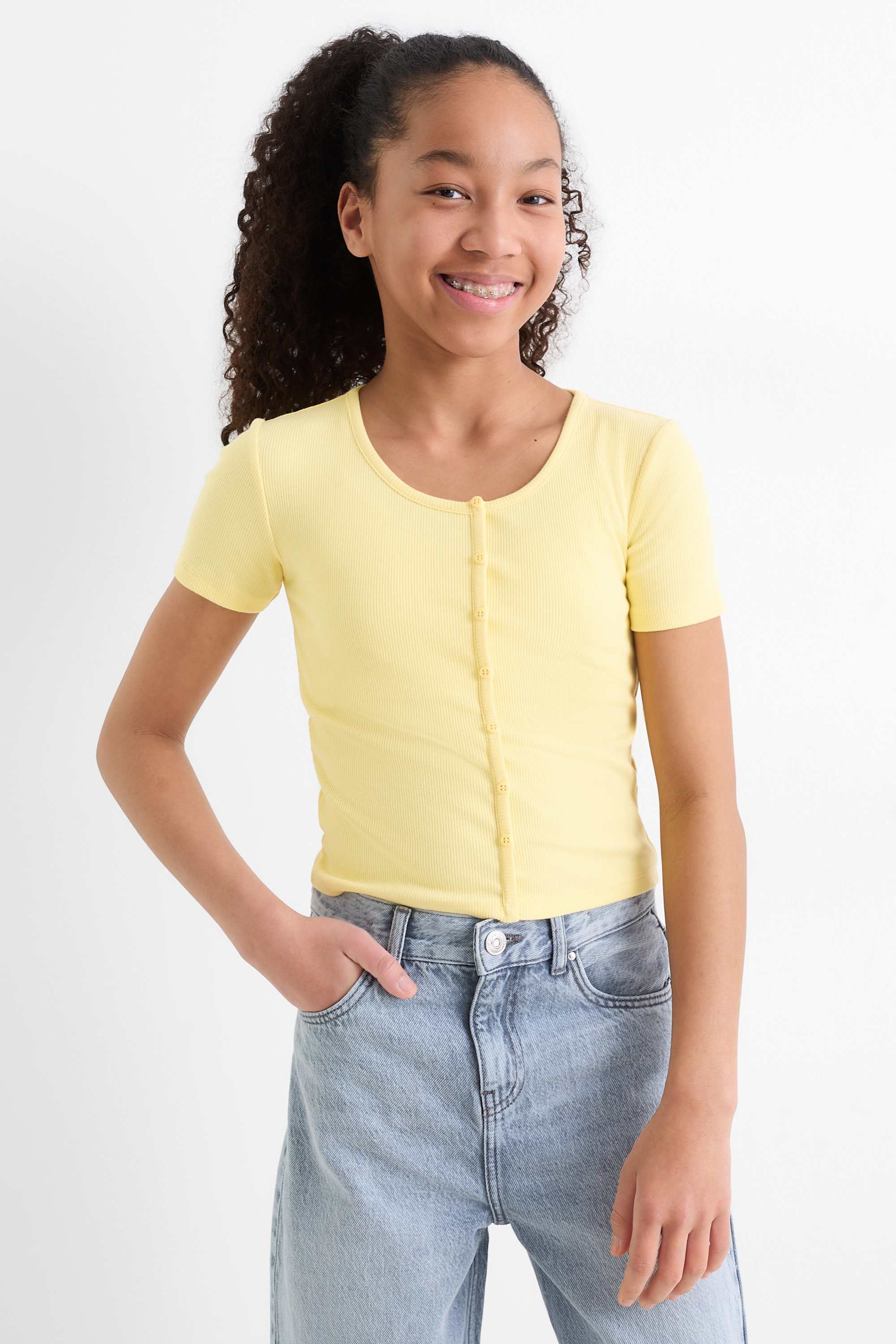 Multipack of 2 - short sleeve T-shirt - ribbed white / yellow