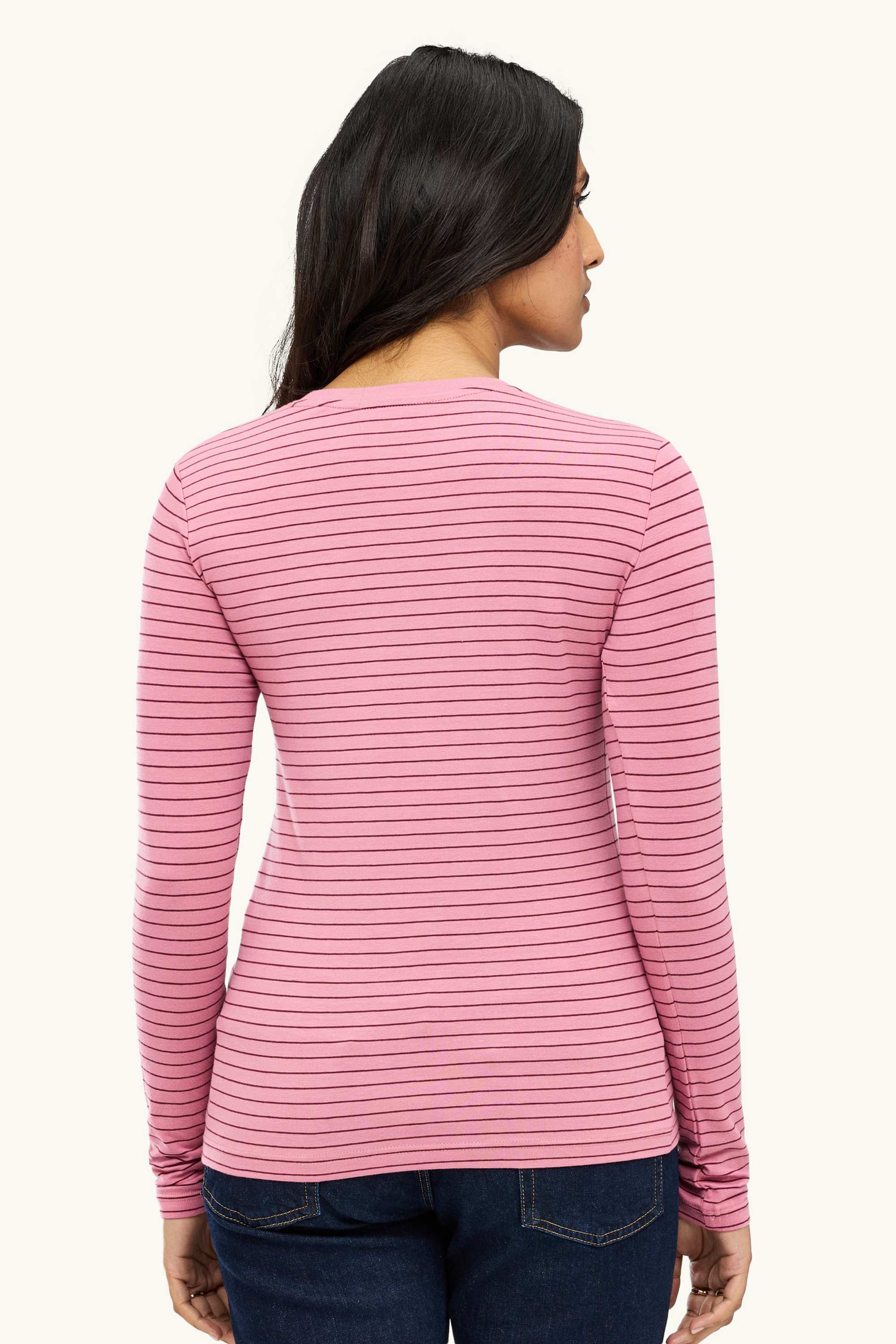 Long sleeve top - slim fit - striped rose / red