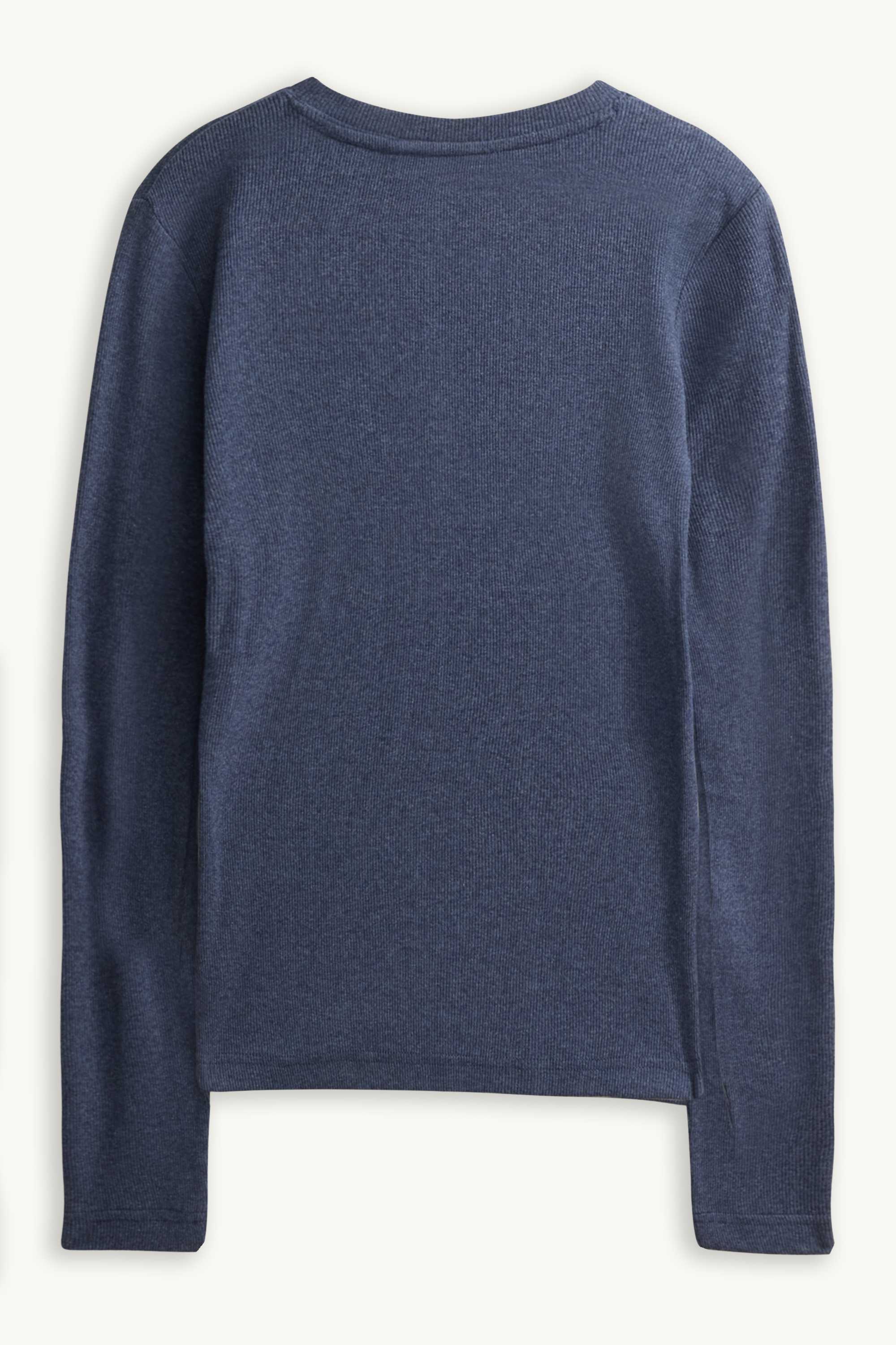 Henley T-shirt - slim fit - ribbed dark blue