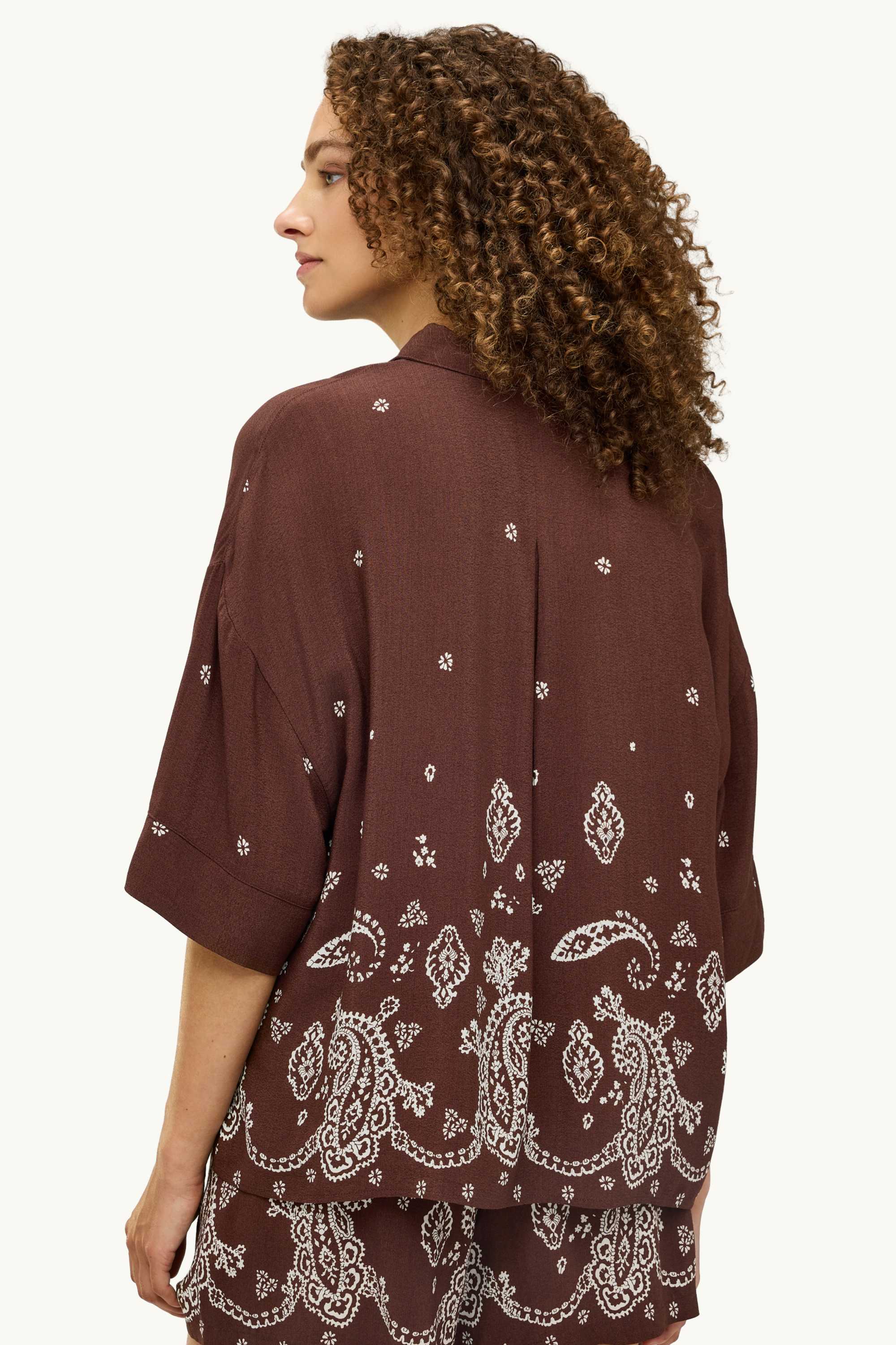 Blouse - patterned dark brown