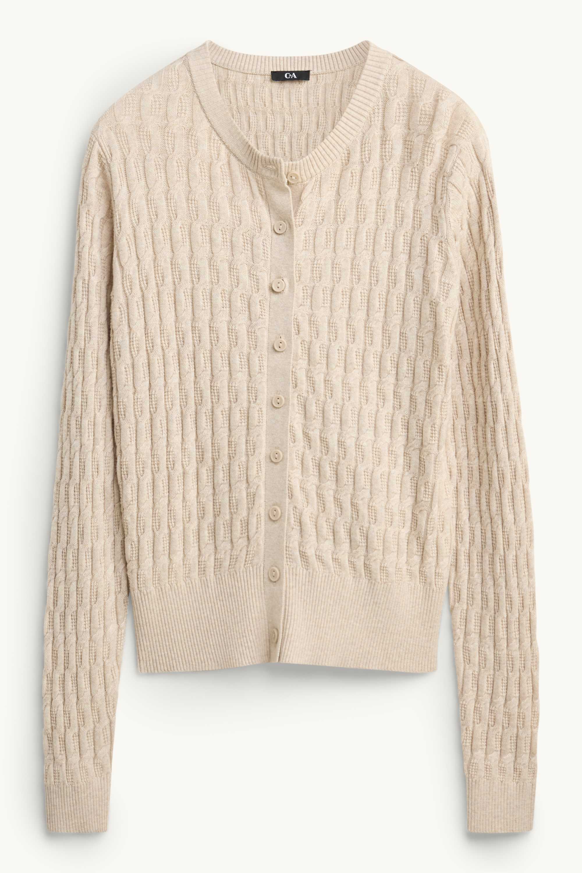 Cardigan - cable knit pattern beige