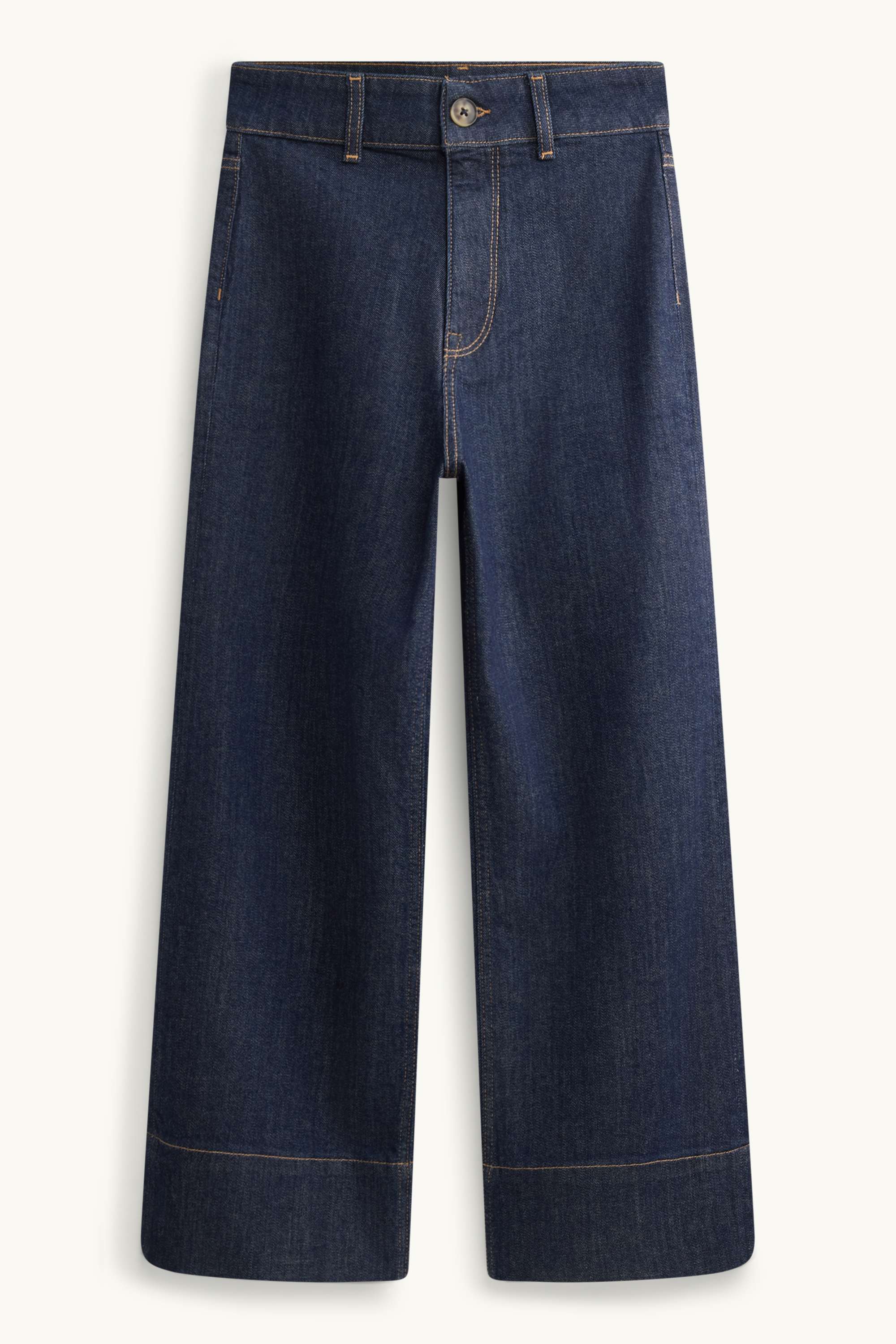 Cropped wide leg jeans - high waist denim-dark blue
