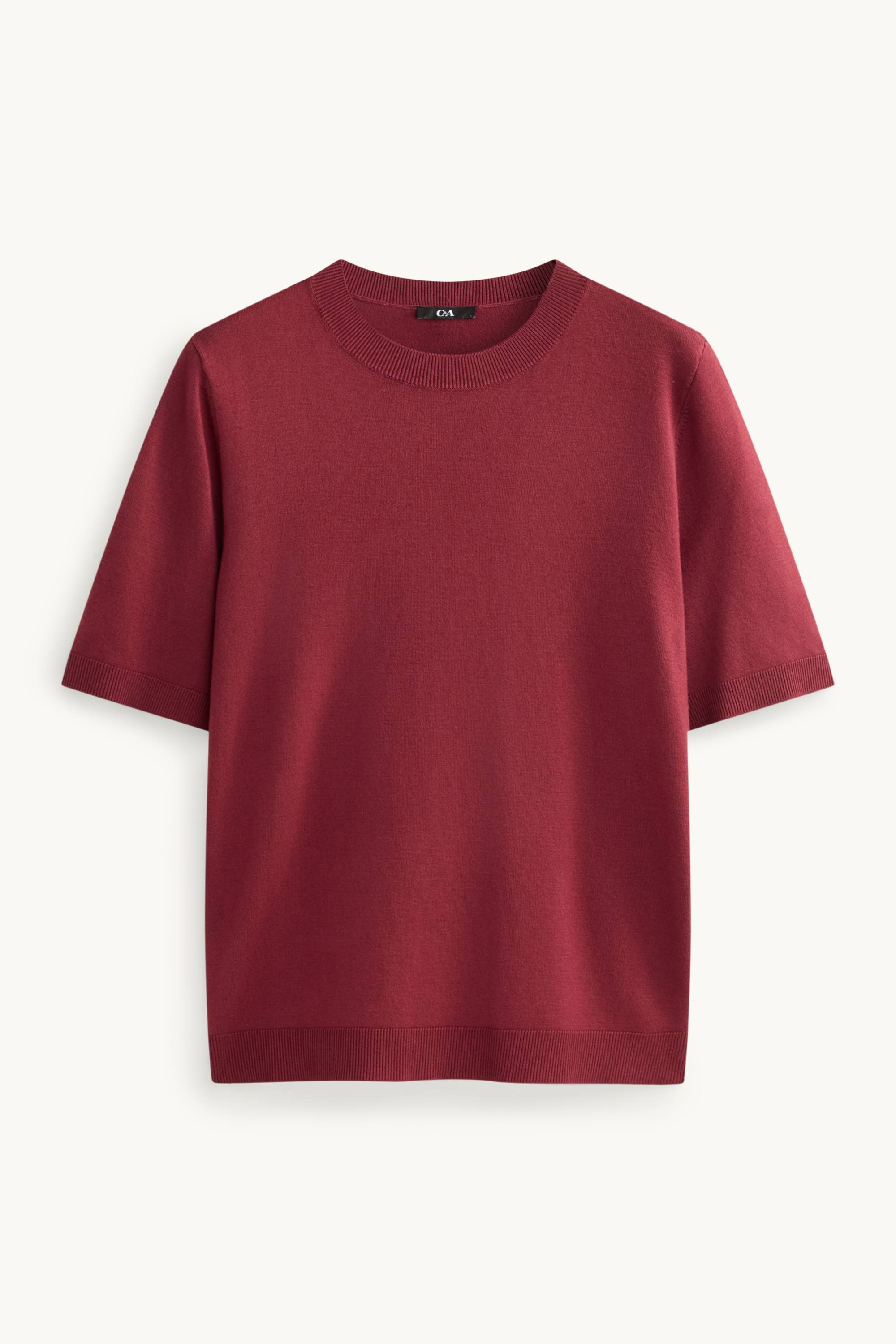 Knitted jumper - short sleeve red