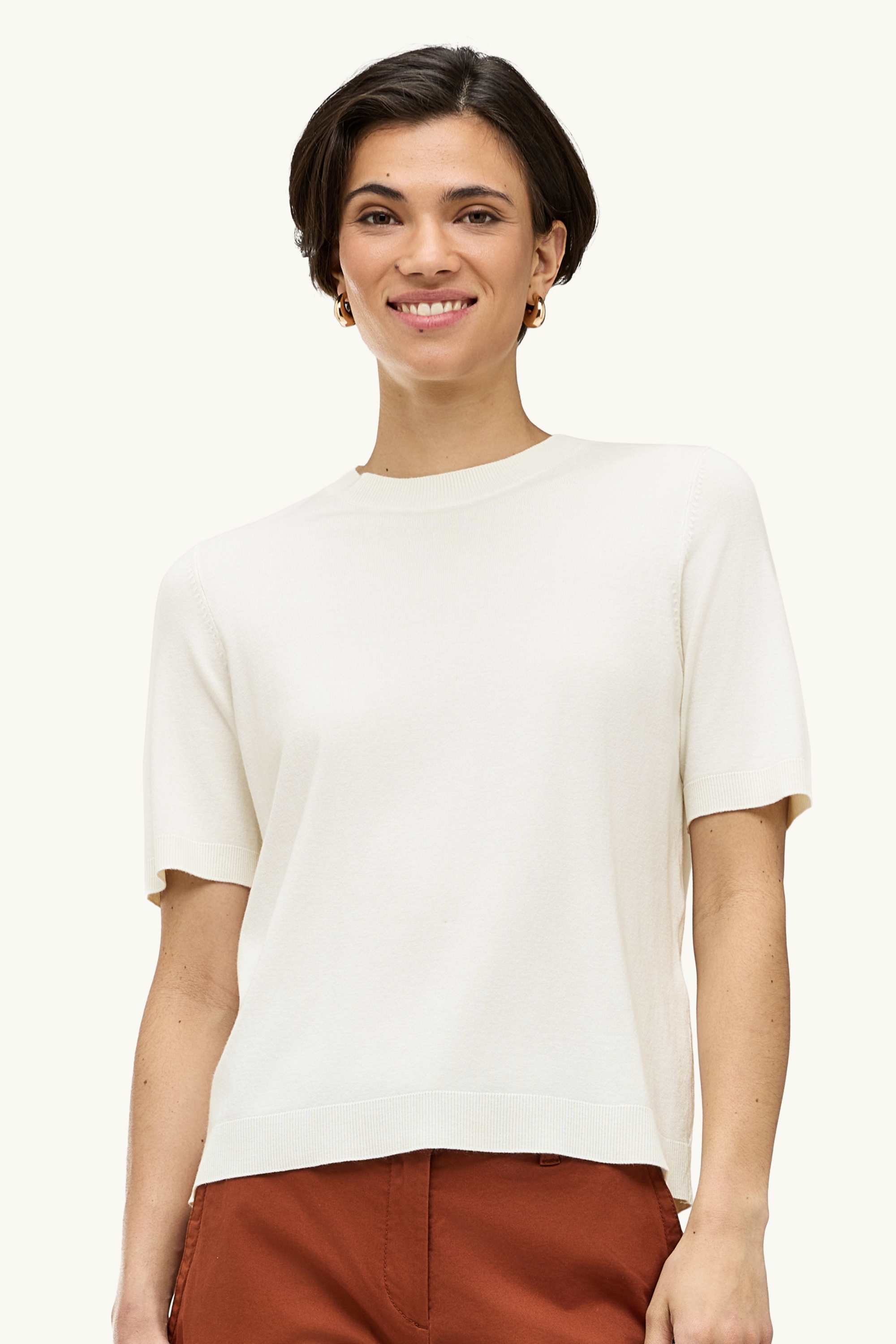 Knitted jumper - short sleeve white