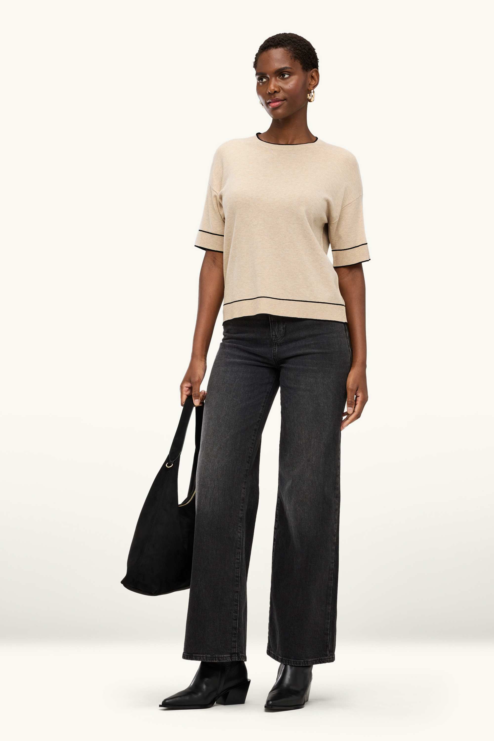 Jumper - short sleeve sand-coloured