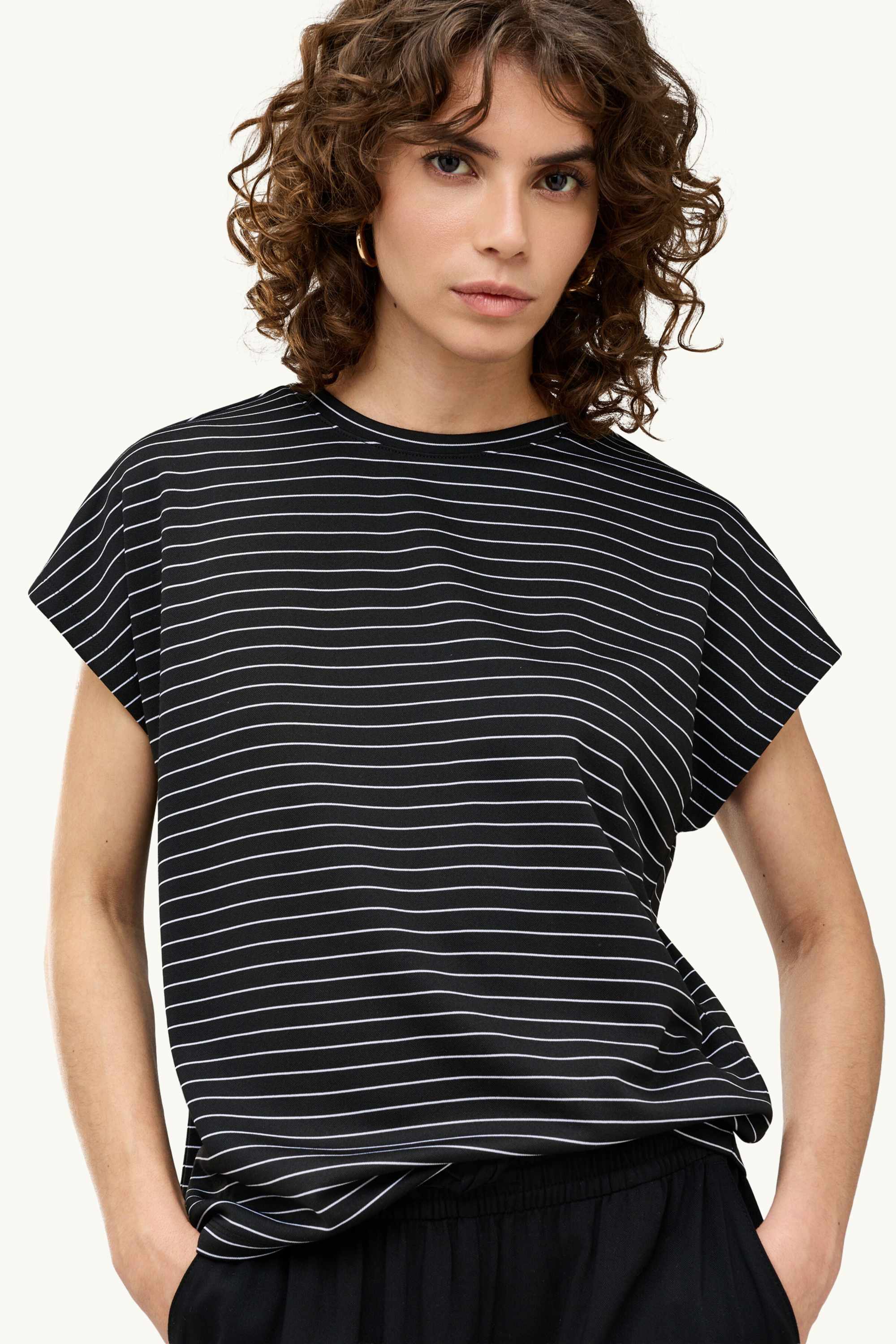T-shirt - regular fit - striped black / white
