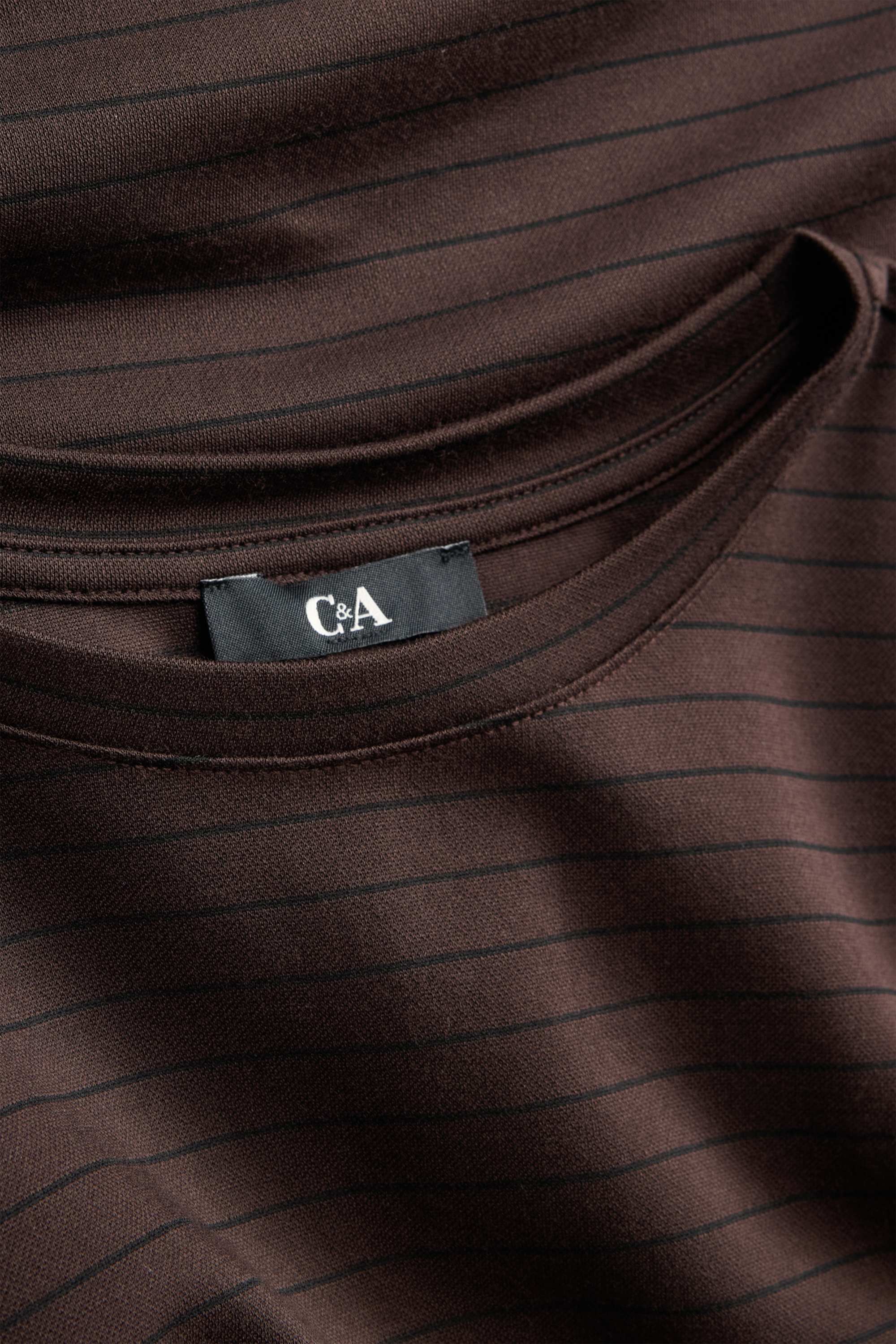T-shirt - regular fit - striped dark brown