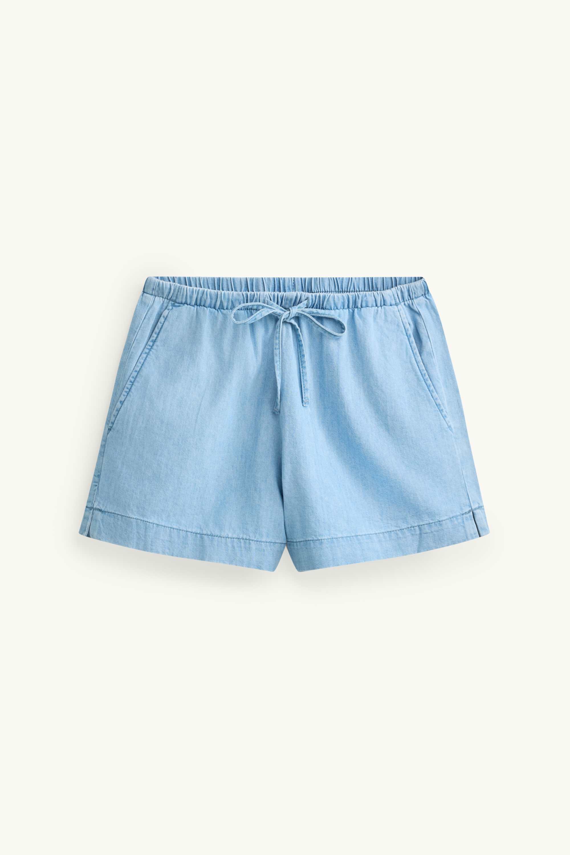 Denim shorts - mid-rise waist denim-light blue