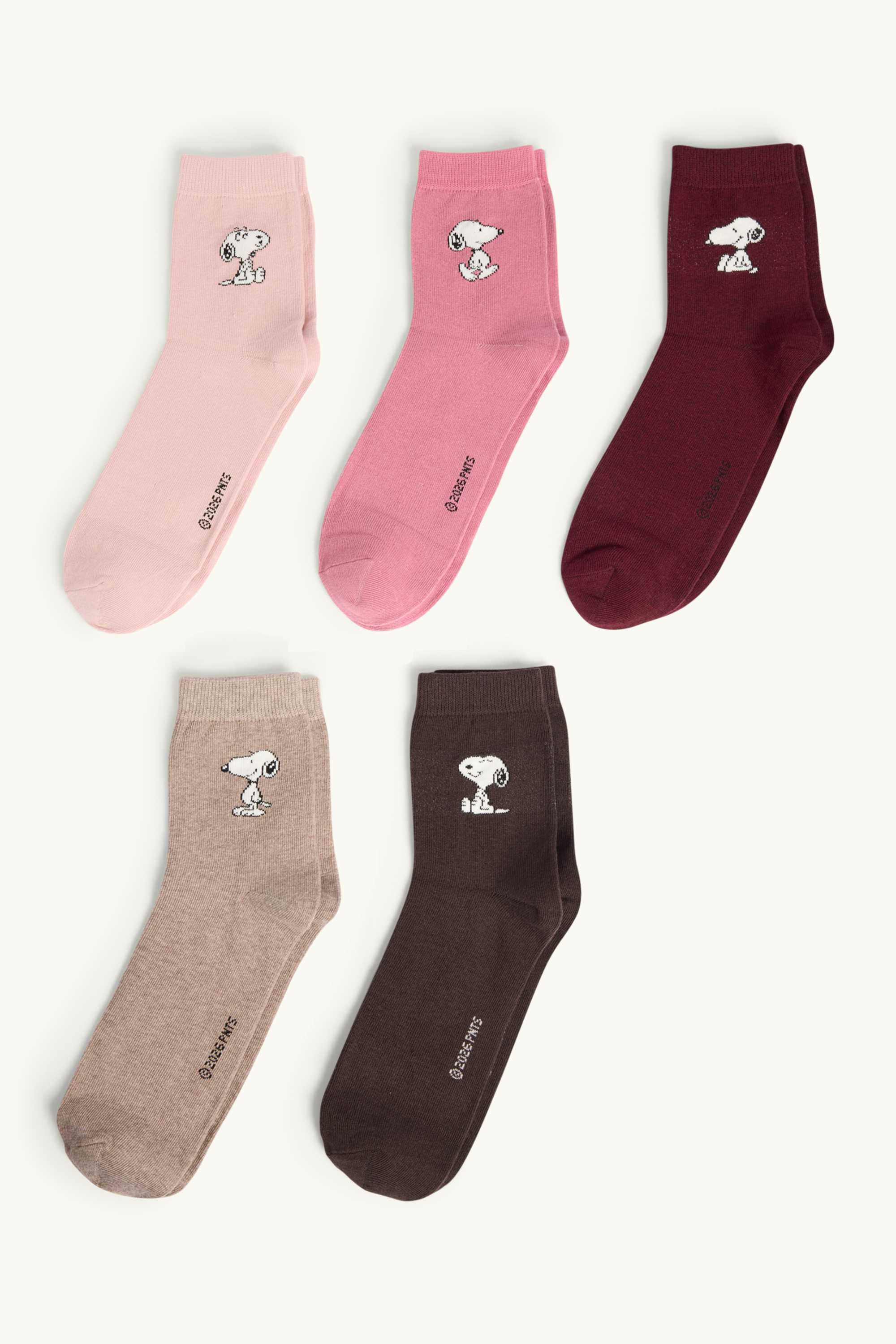Multipack of 5 - socks with motif - Snoopy brown