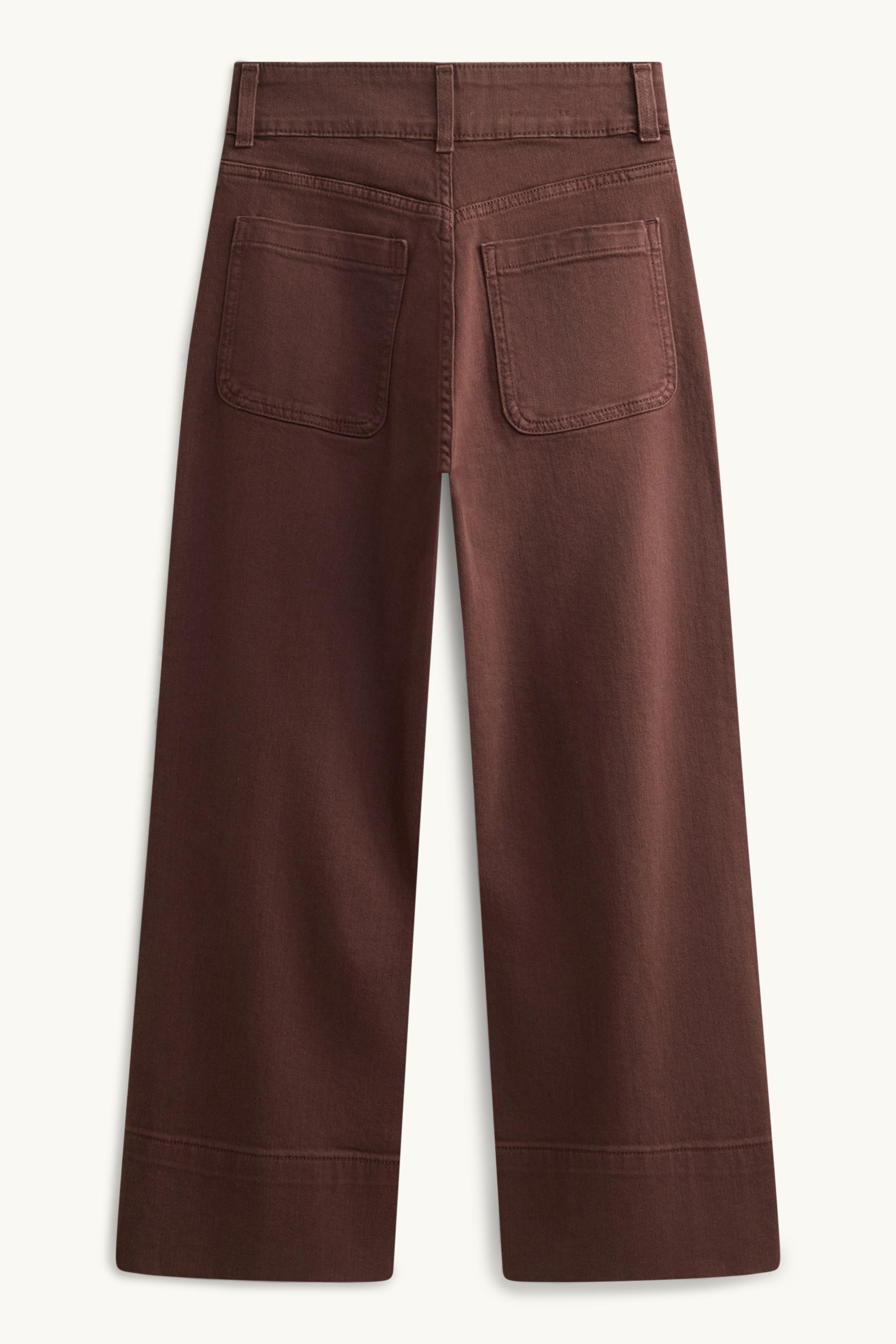Cropped wide leg jeans - high waist dark brown