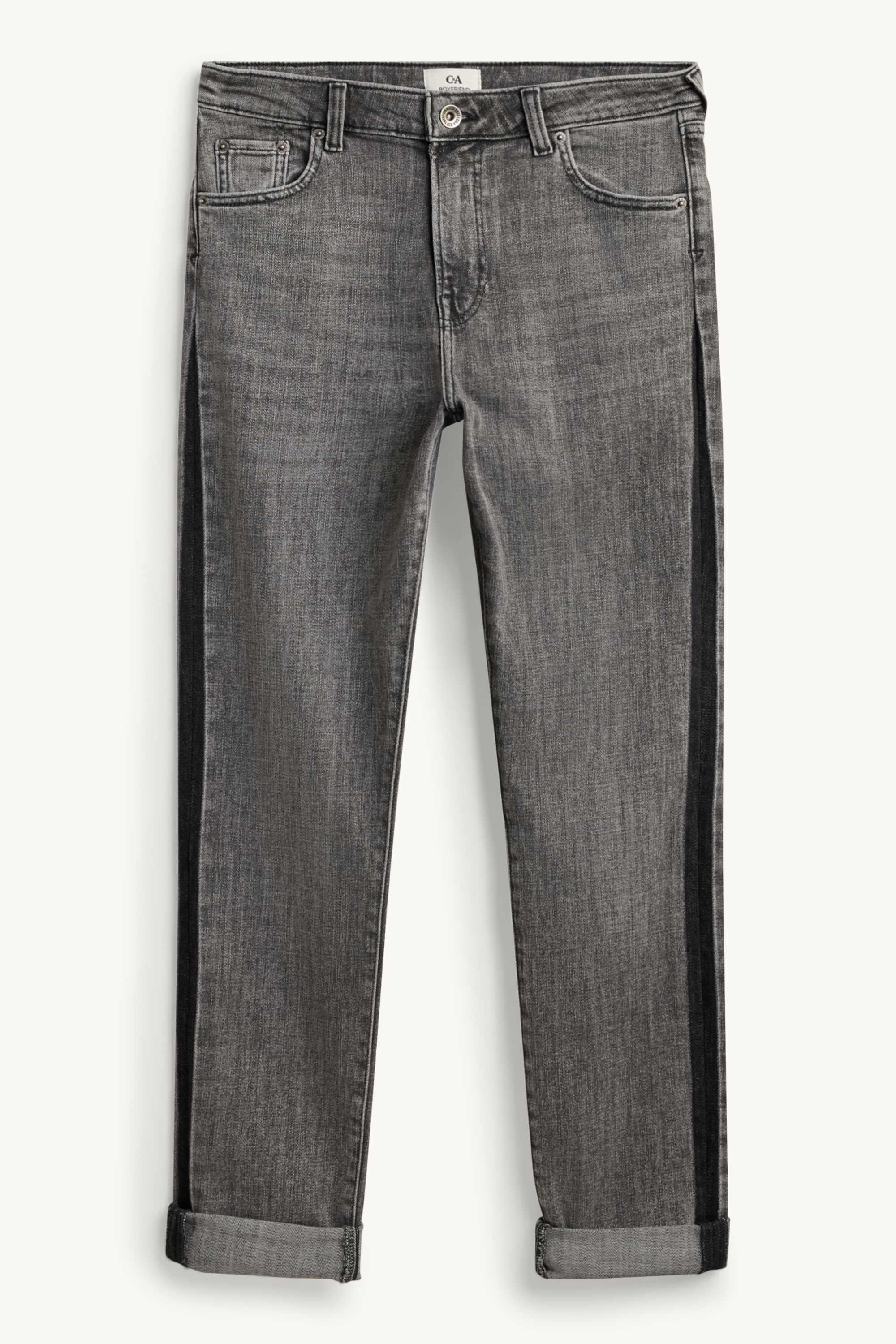 Boyfriend jeans - mid-rise waist denim-gray